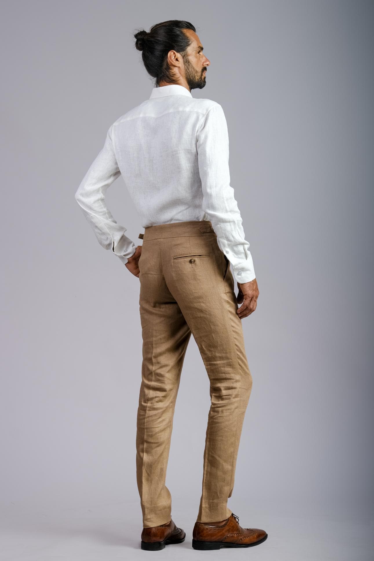 MODERN & STYLISH BEIGE LINEN TROUSERS