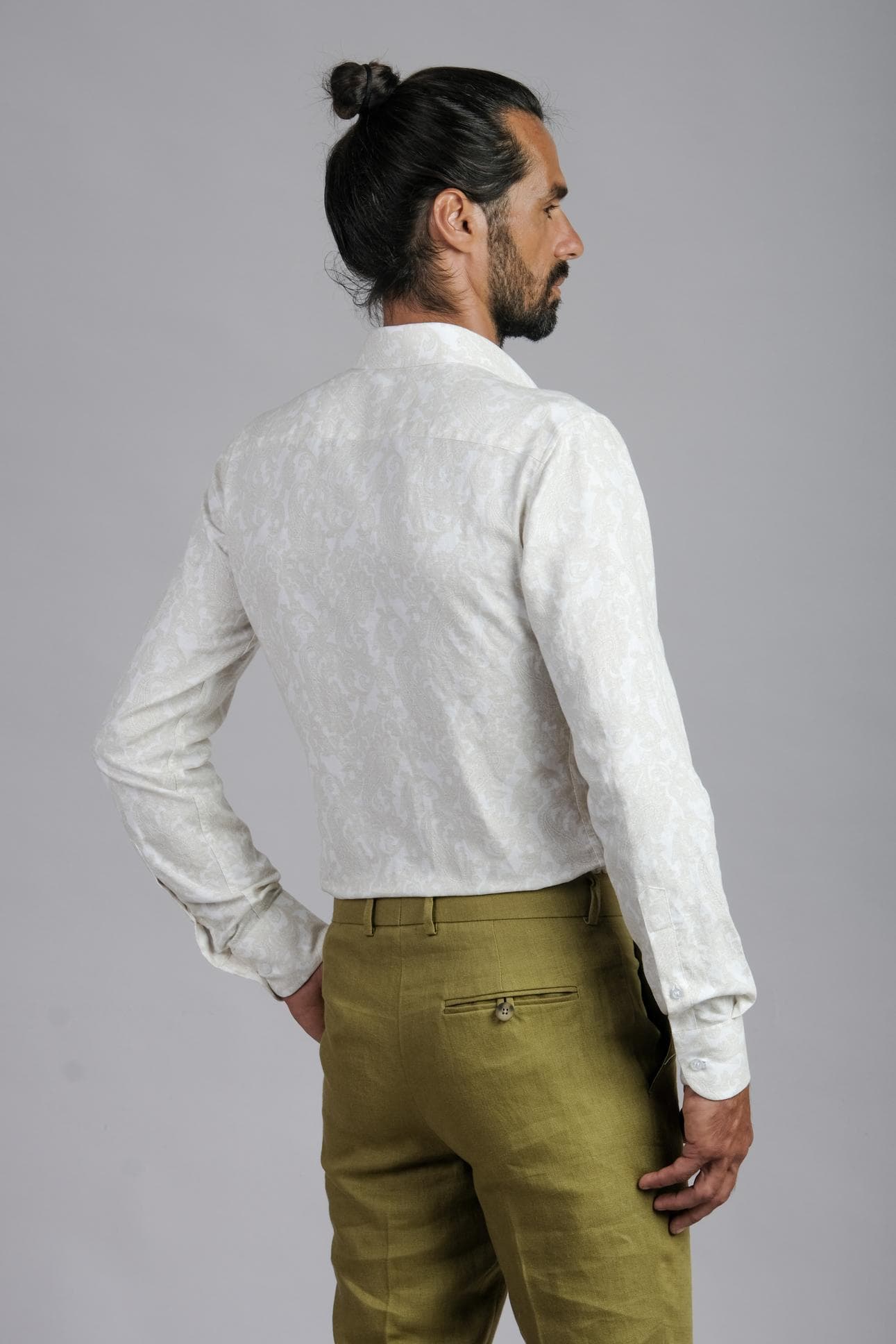 WHITE CREAM 100%  LINEN SHIRT