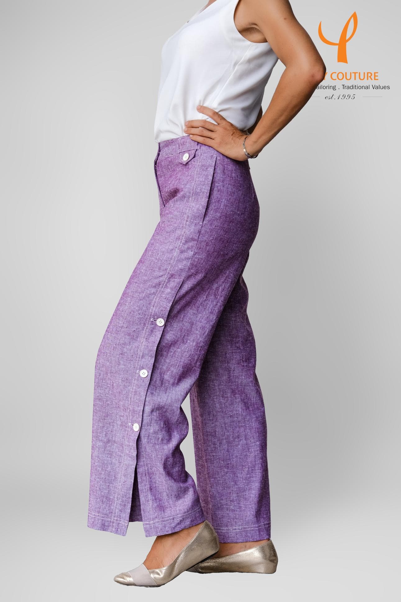 STYLISH PURPLE LINEN TROUSERS