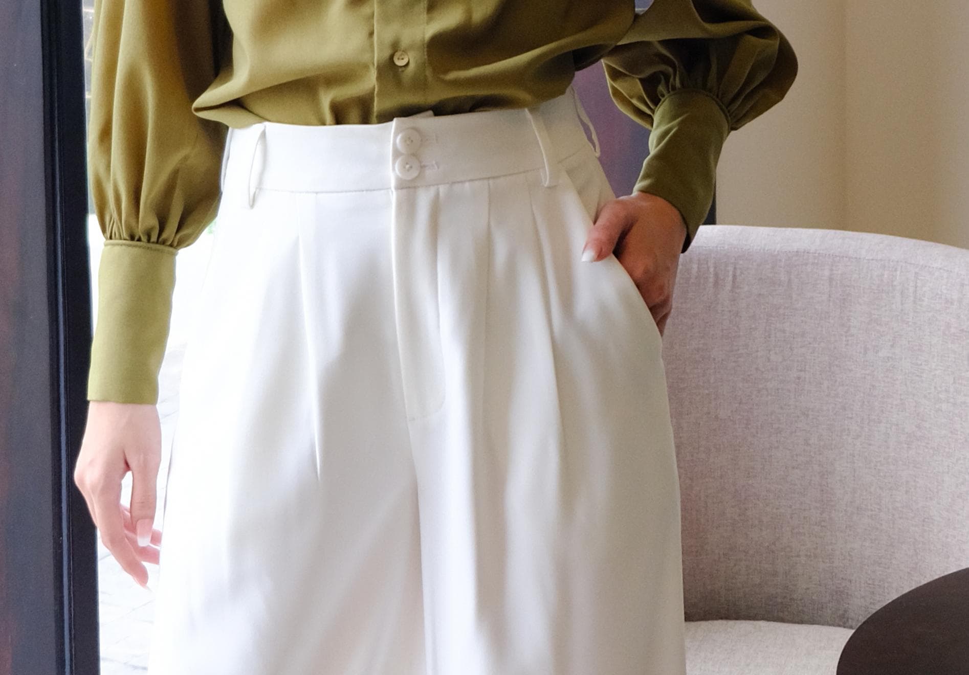 WIDE LEG COTTON TROUSERS