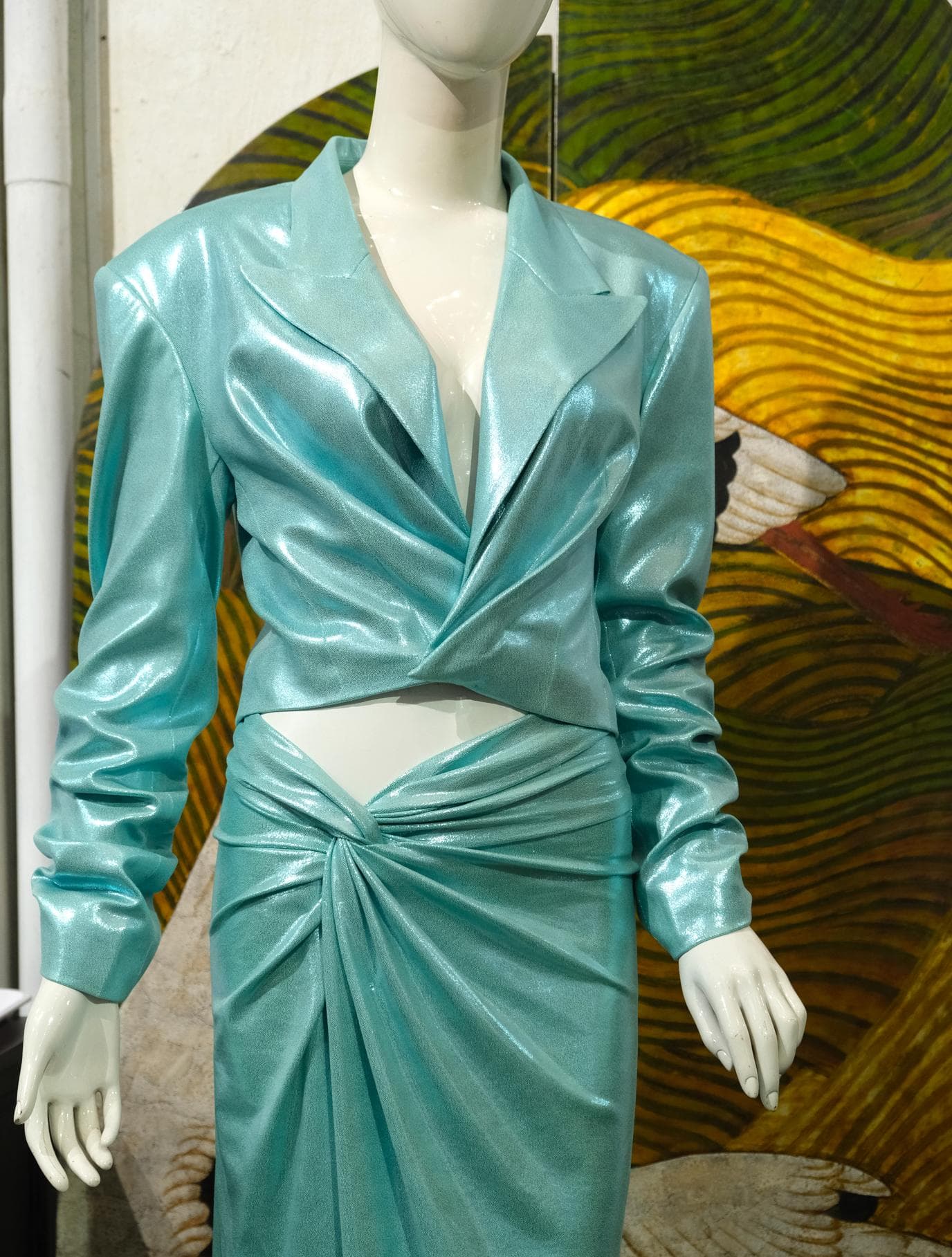 JACKET NGẮN KIM TUYẾN XANH