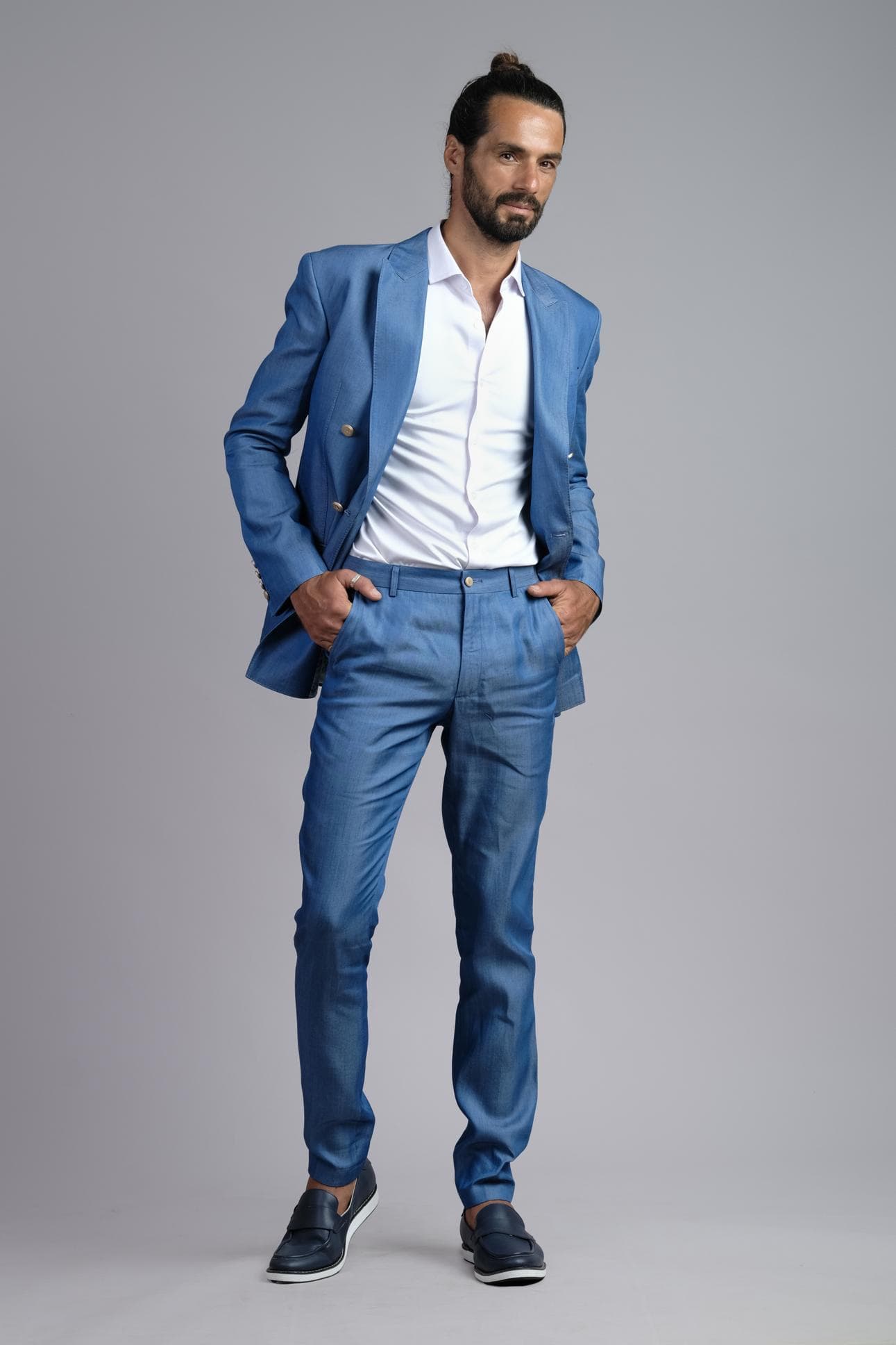 LIGHT BLUE DENIM FIT TROUSERS