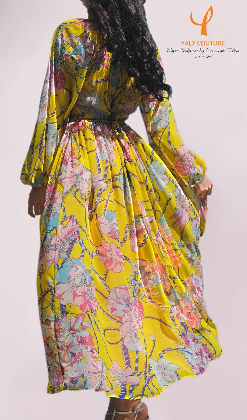 YELLOW FLORAL MAXI DRESS