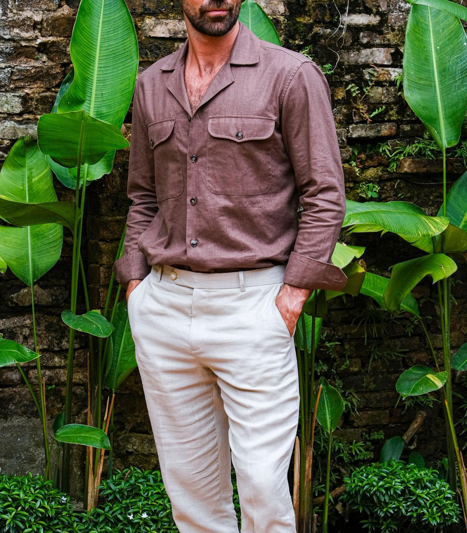 CASUAL BROWN LINEN SHIRT