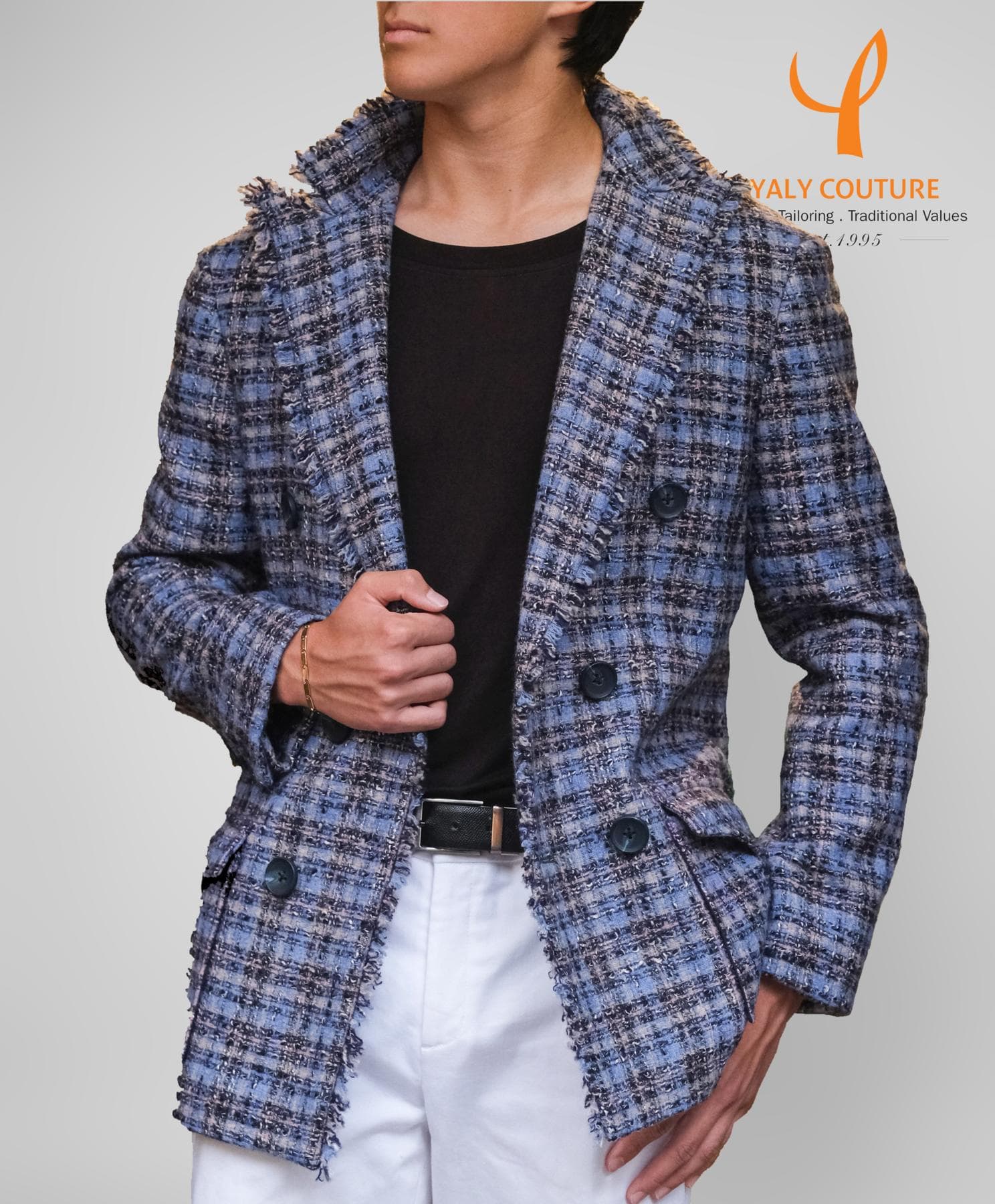 ELEGANT CHECK WOOL JACKET