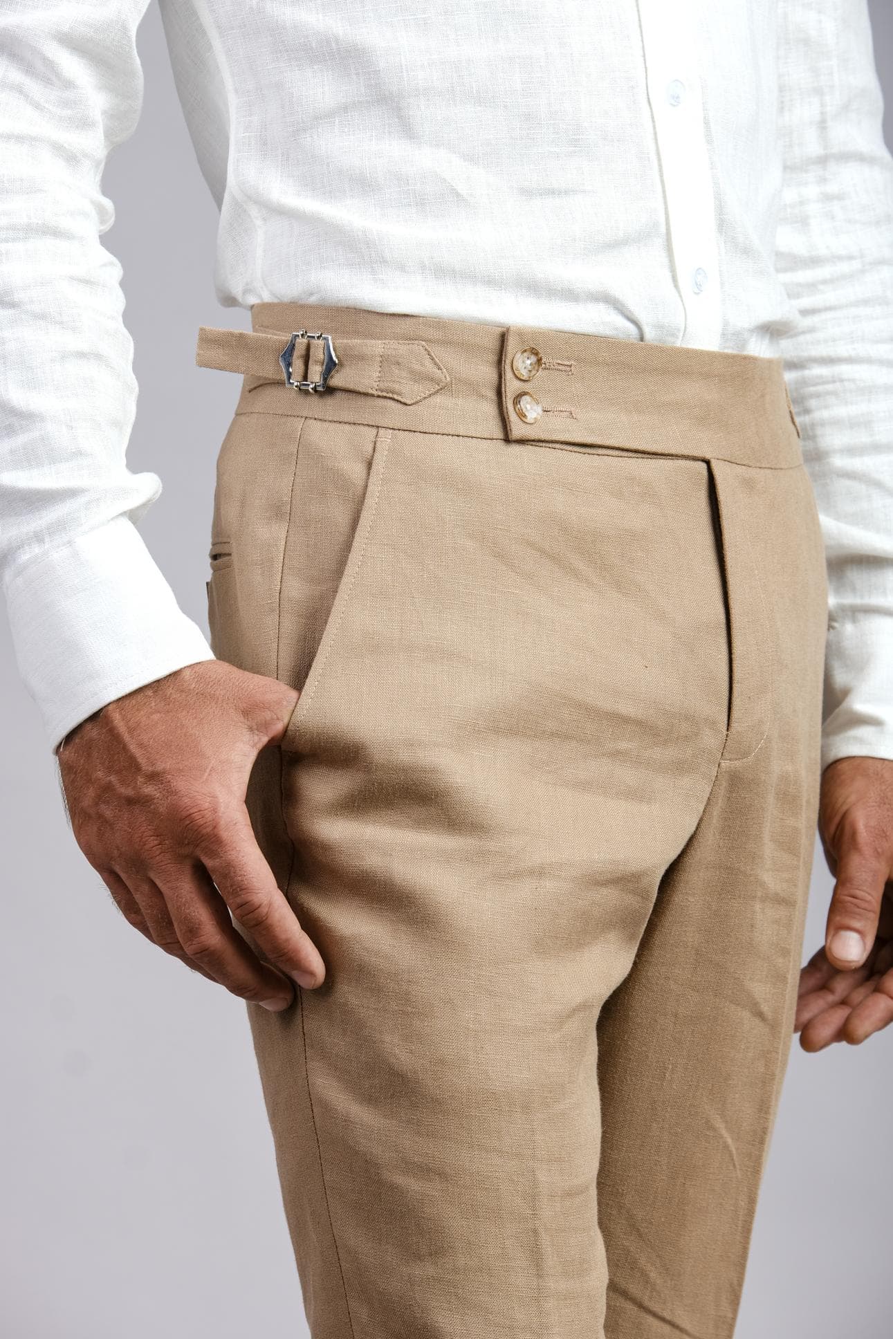 MODERN & STYLISH BEIGE LINEN TROUSERS