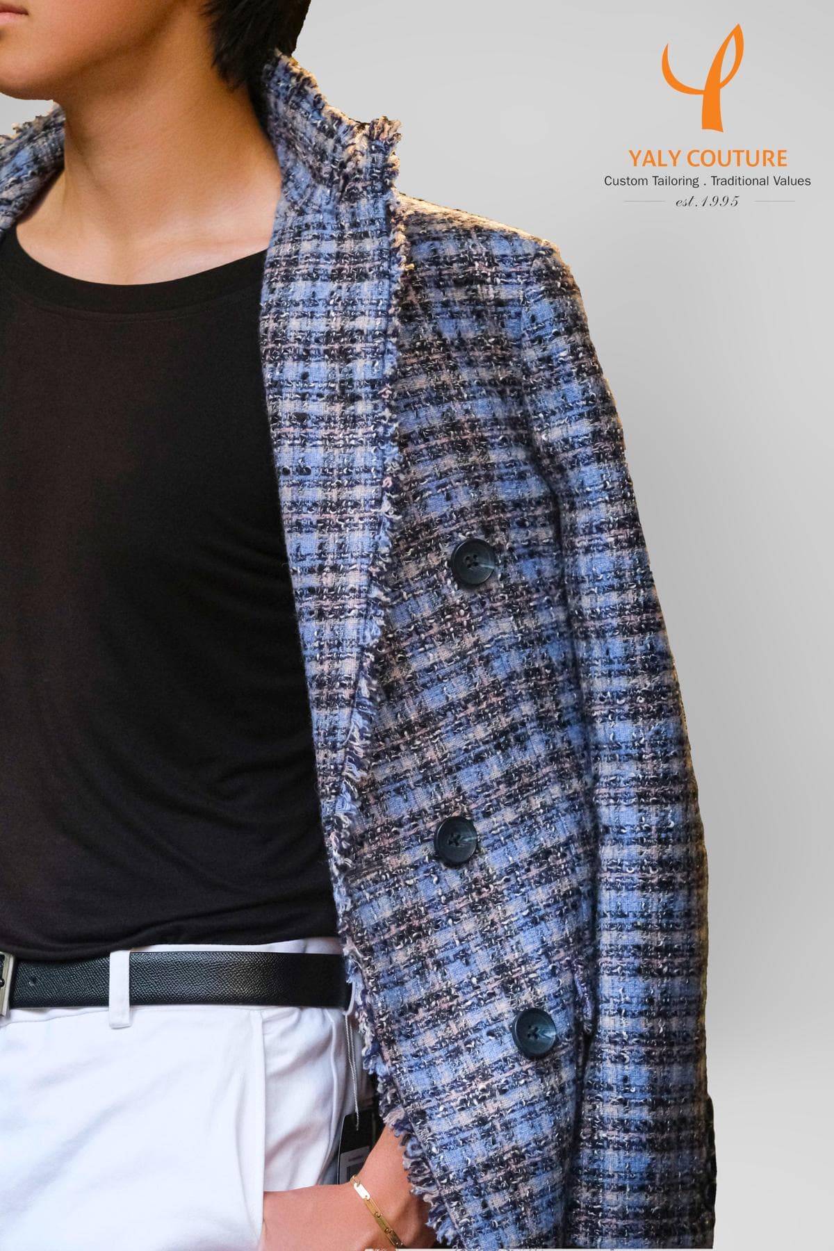 ELEGANT CHECK WOOL JACKET