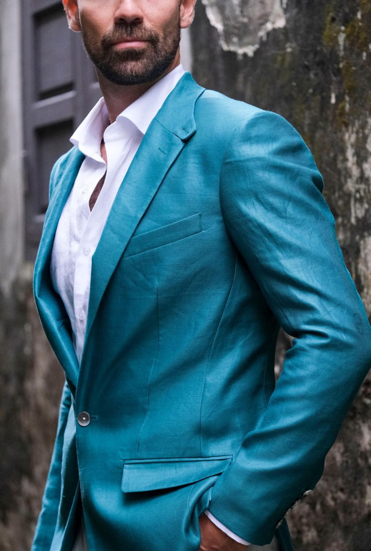 ÁO JACKET LINEN XANH