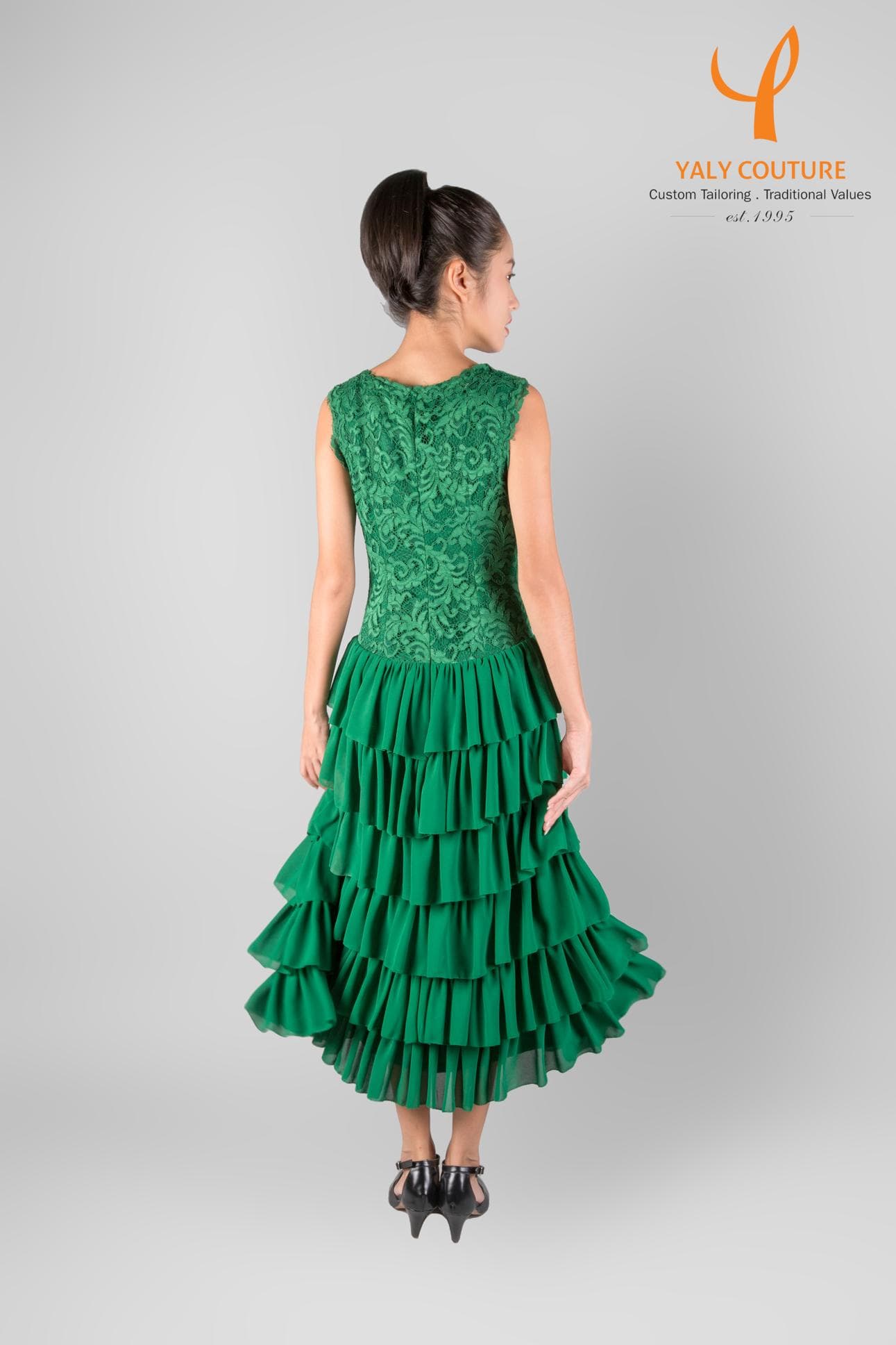 LAYERED GREEN LACE DRESS