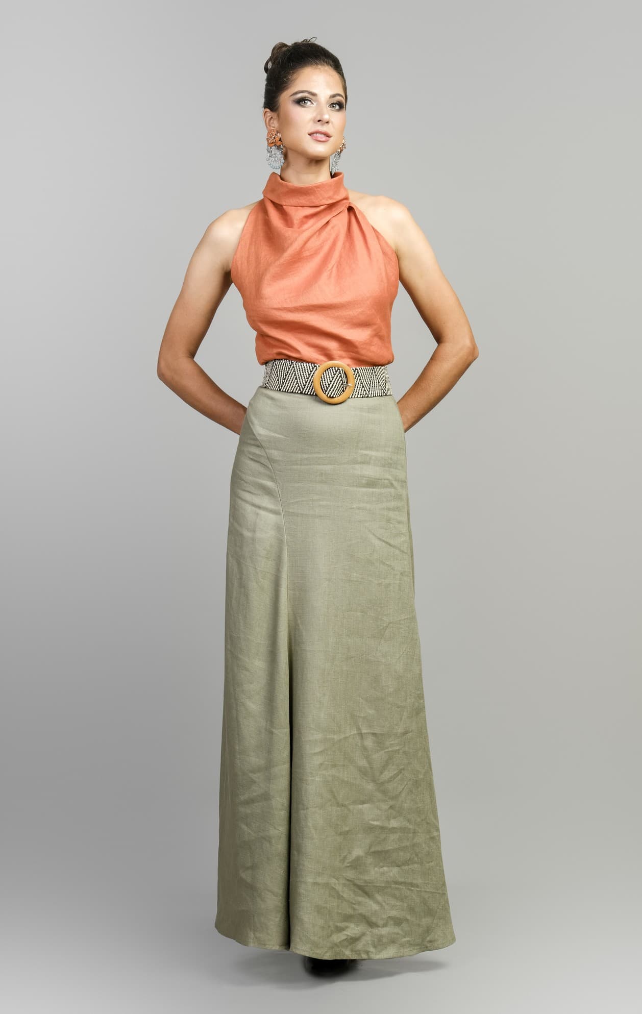 TERRA COTTA 100% LINEN SKIRT