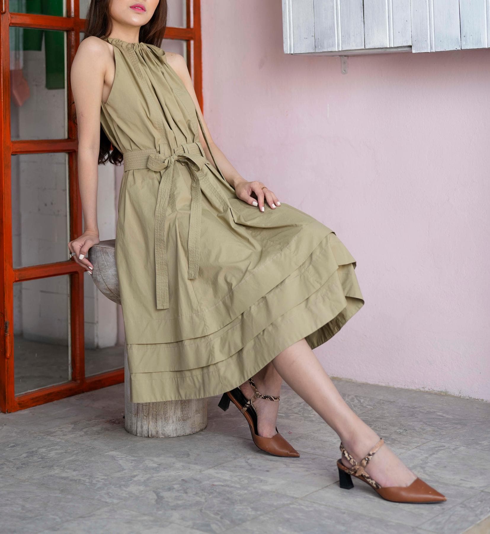 BEIGE COTTON DRESS