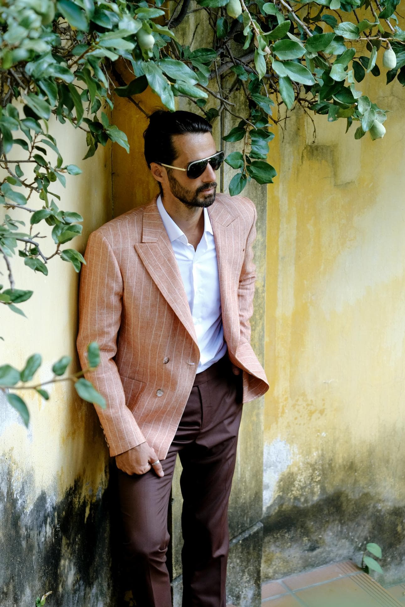 STRIPE LINEN JACKET & ITALIAN WOOL TROUSERS