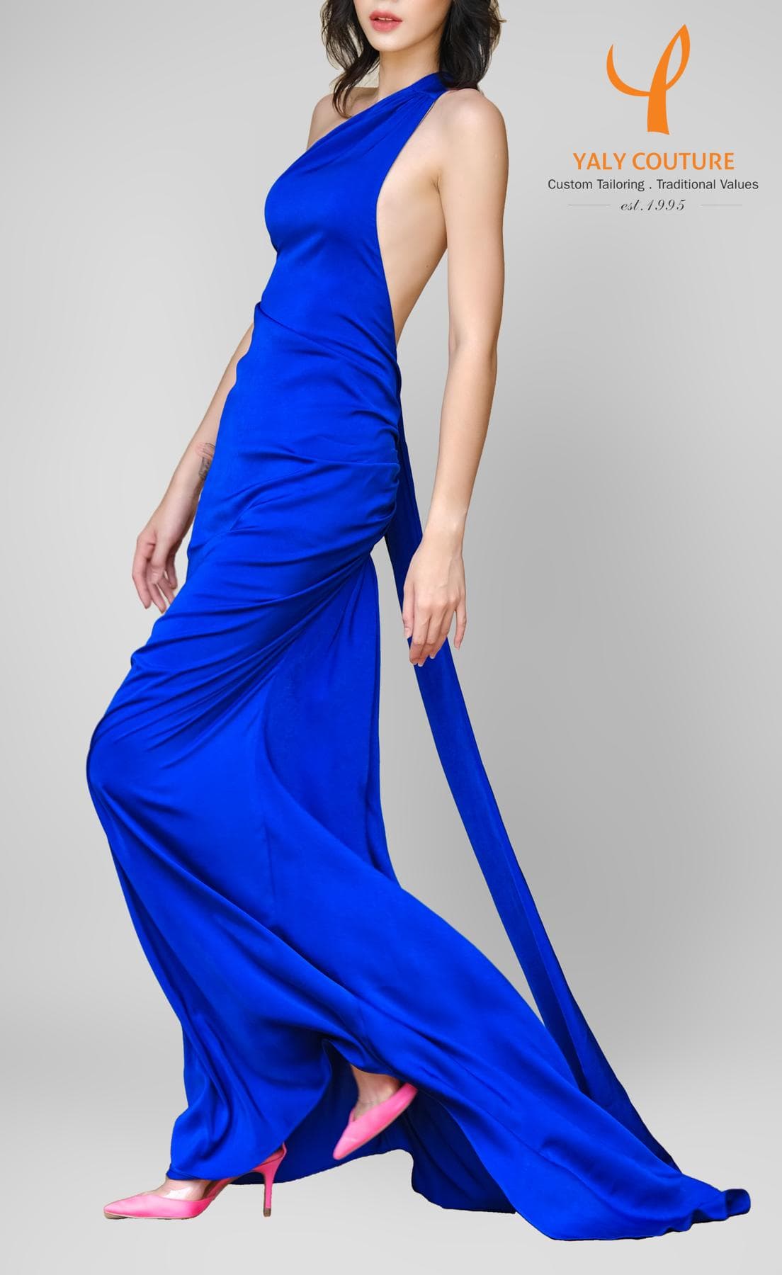 BLUE BACKLESS DRESS