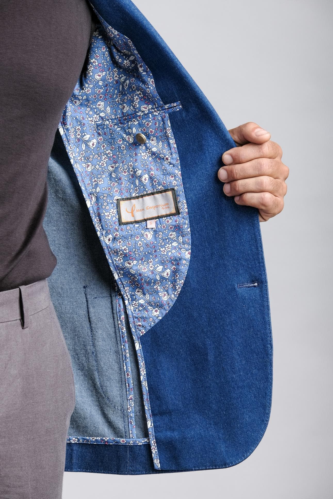 CASUAL DUO DENIM JACKET & LINEN PANTS 2-PIECE SUIT