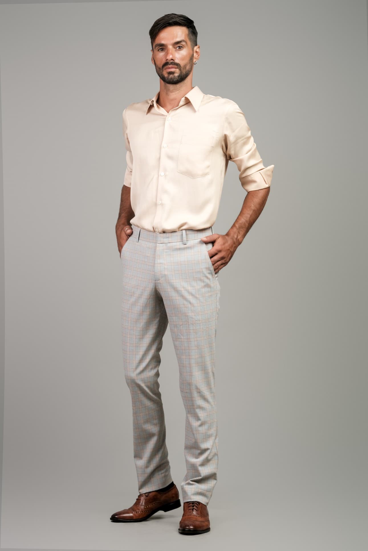 TUSCAN STRIPE WOOL BLEND TROUSERS