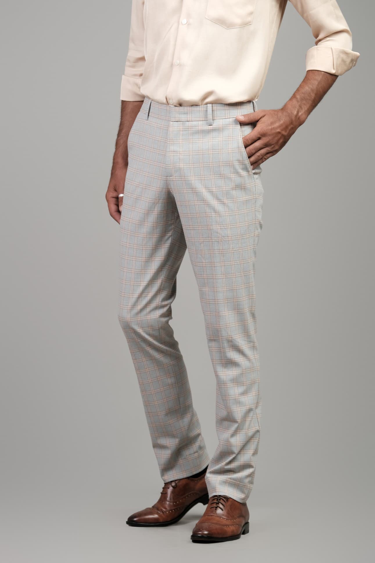 TUSCAN STRIPE WOOL BLEND TROUSERS