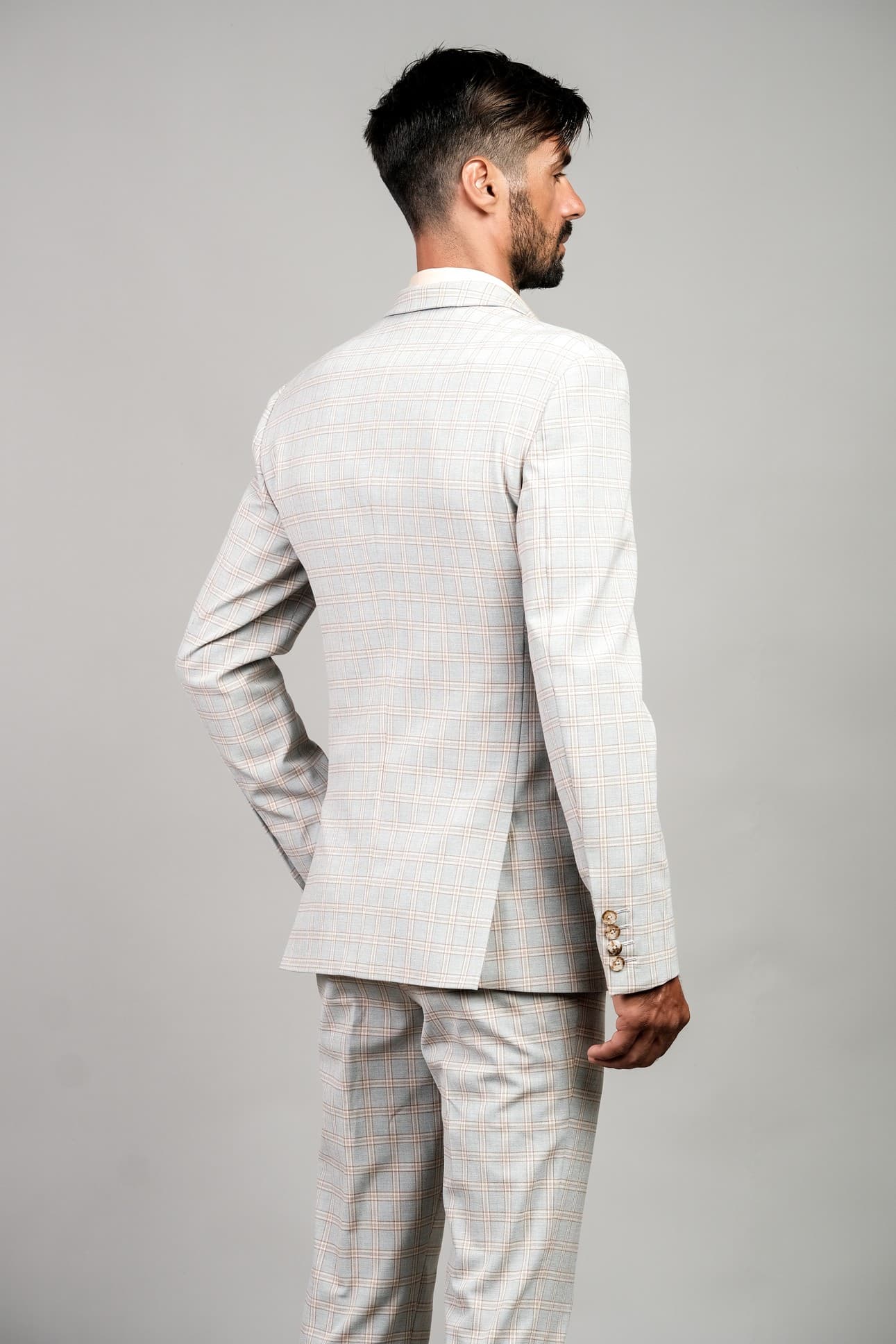 JACKET CARO VẢI LEN Ý PHA