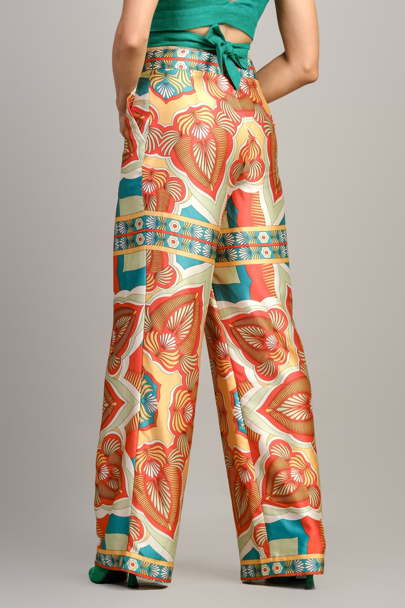 TROPICAL SATIN SILK TROUSERS