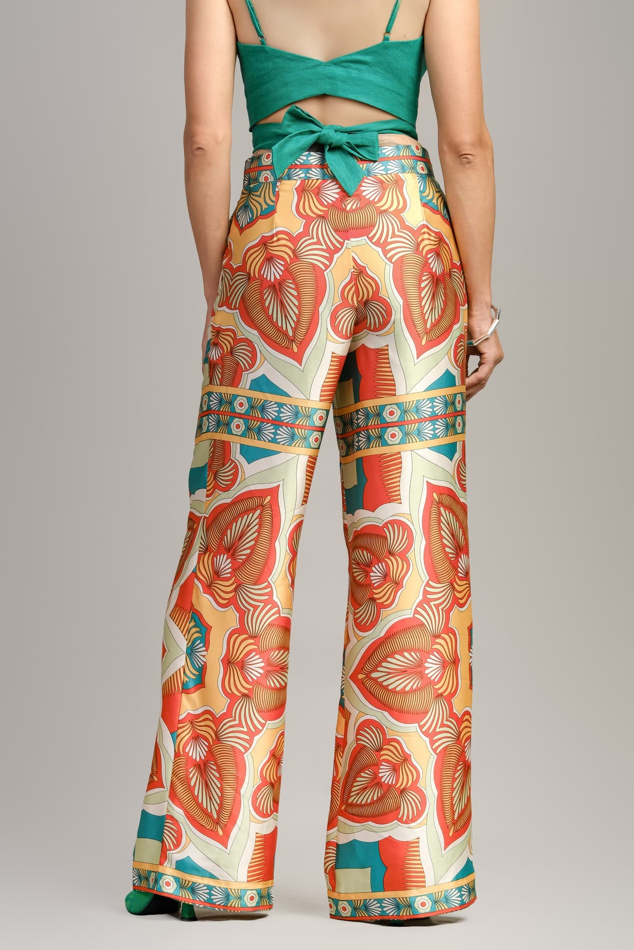 TROPICAL SATIN SILK TROUSERS