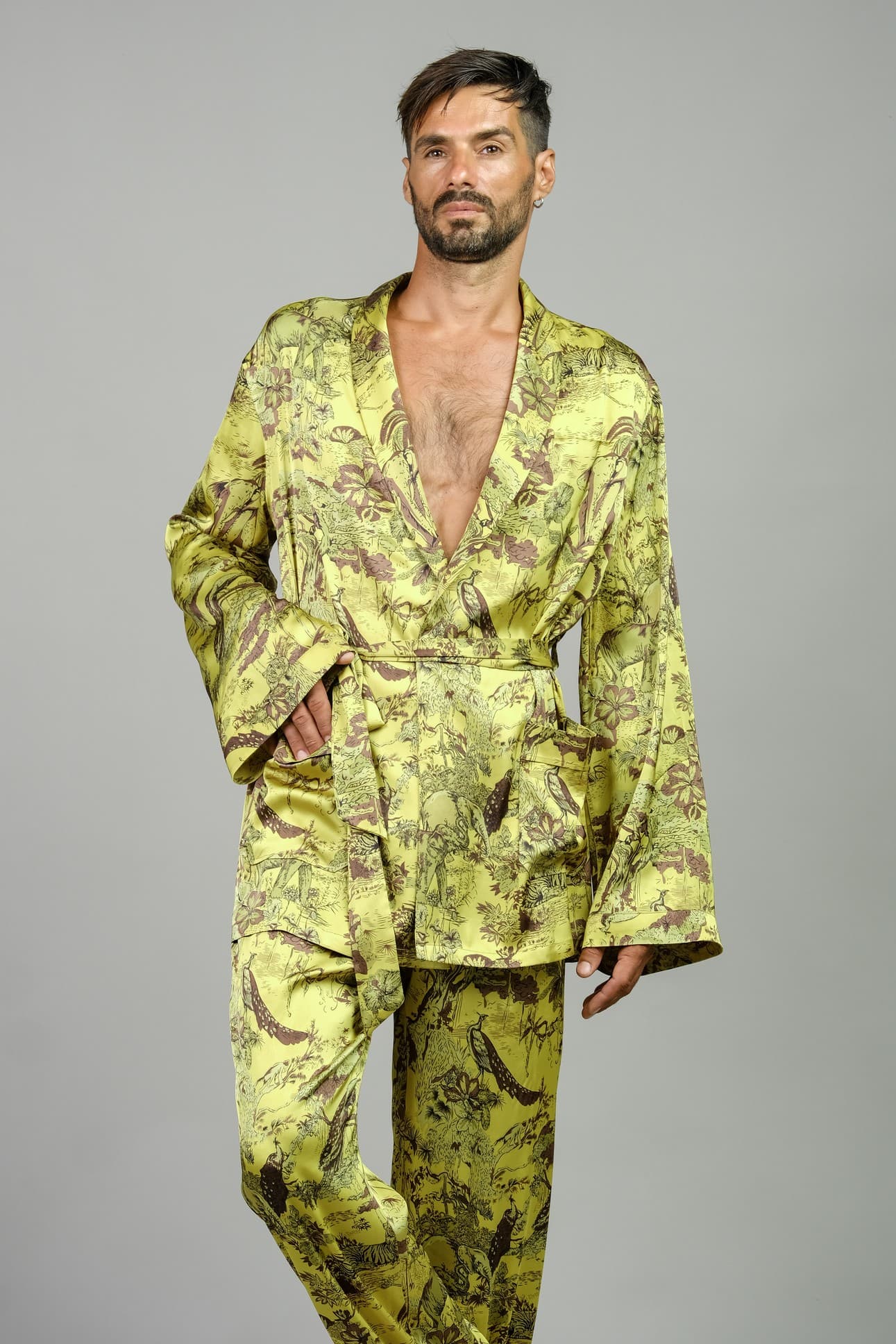 GOLDEN JUNGLE SATIN SILK PYJAMA SET