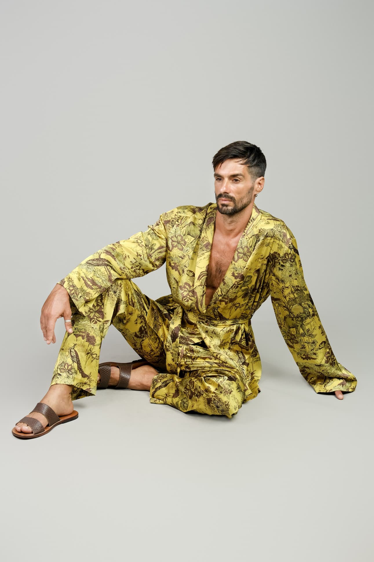 GOLDEN JUNGLE SATIN SILK PYJAMA SET