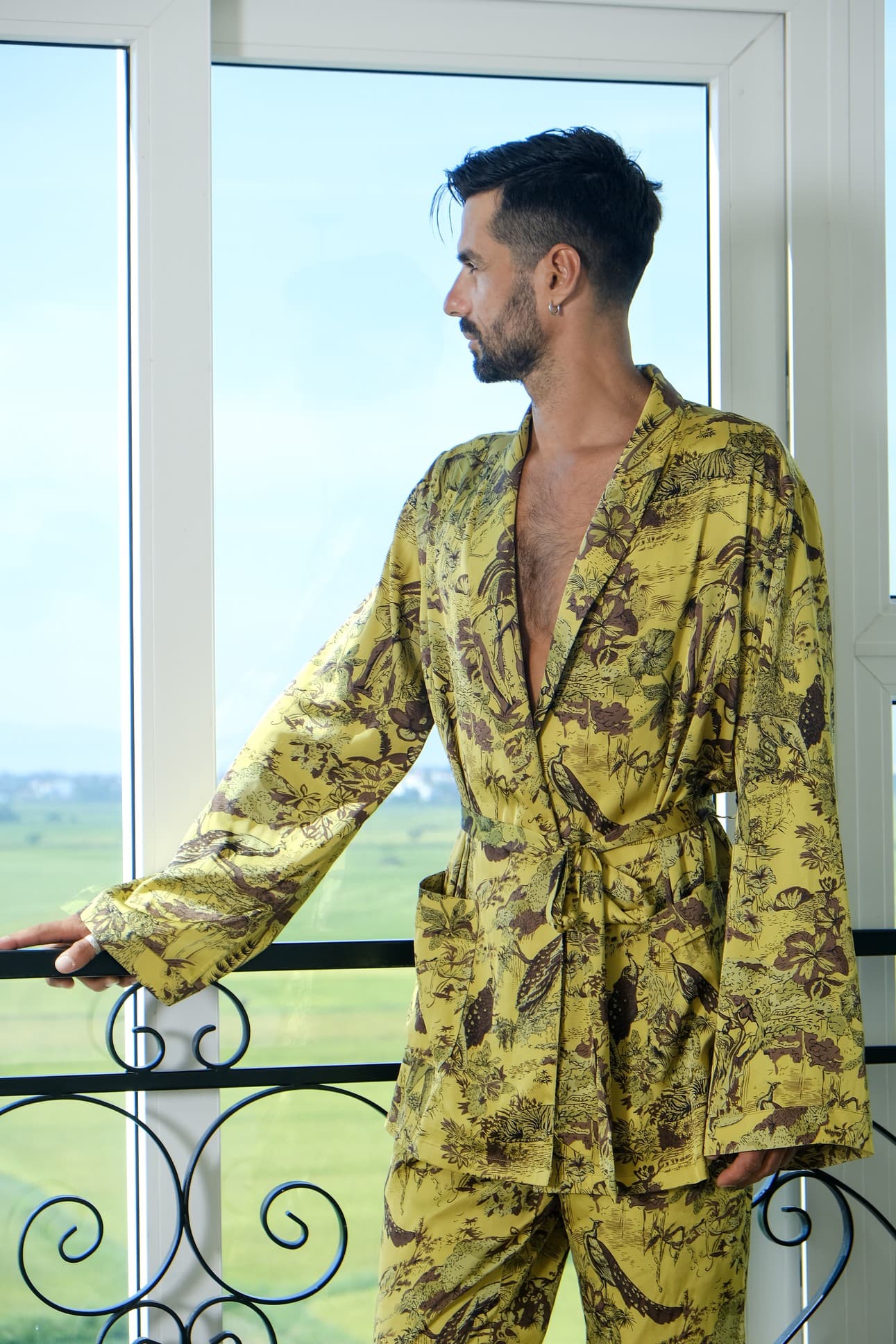 GOLDEN JUNGLE SATIN SILK PYJAMA SET