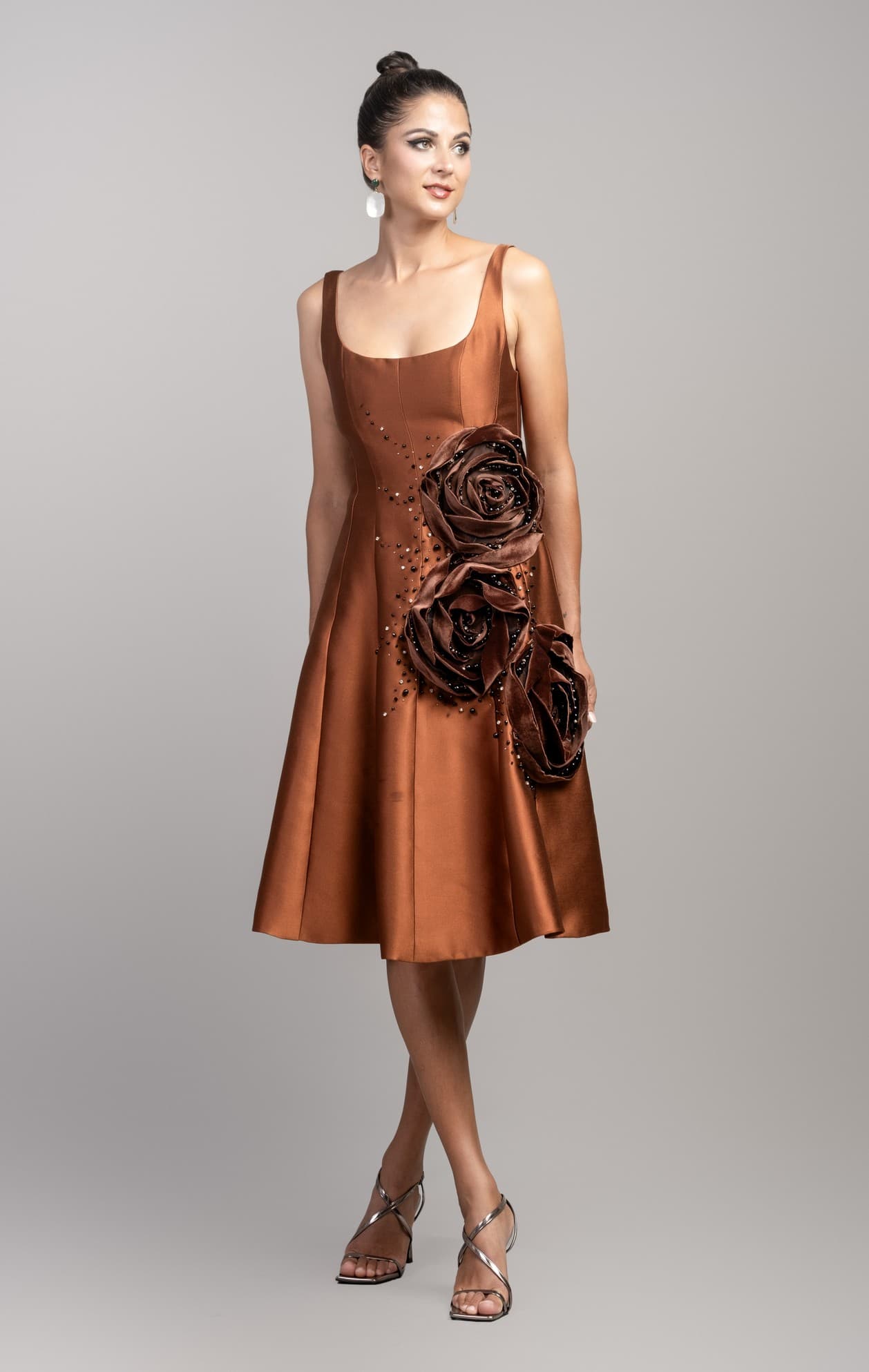 BLOOMS SILK BROCADE DRESS 