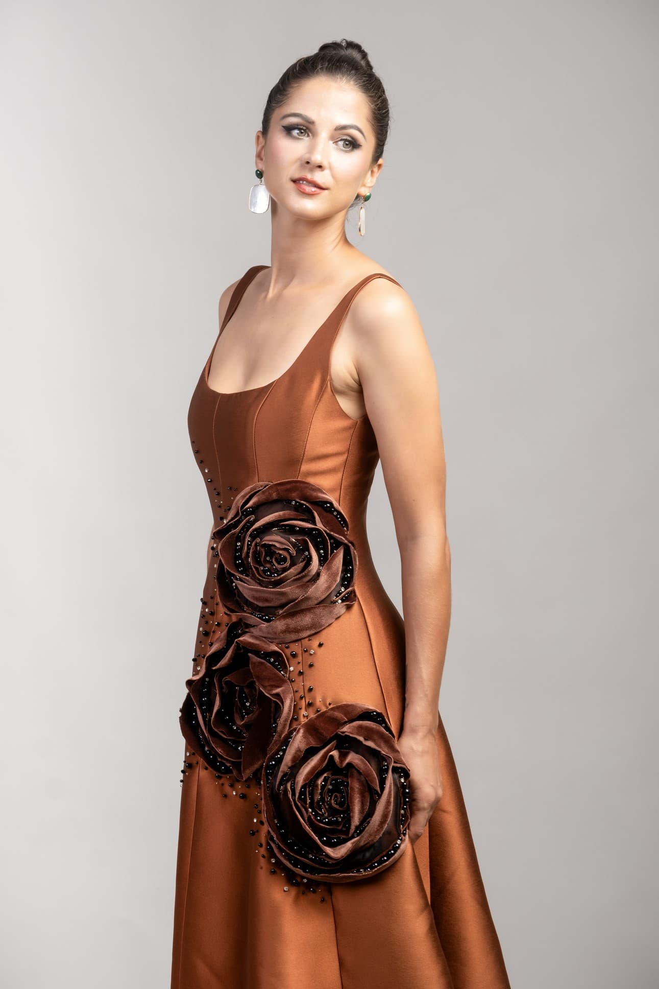 BLOOMS SILK BROCADE DRESS 