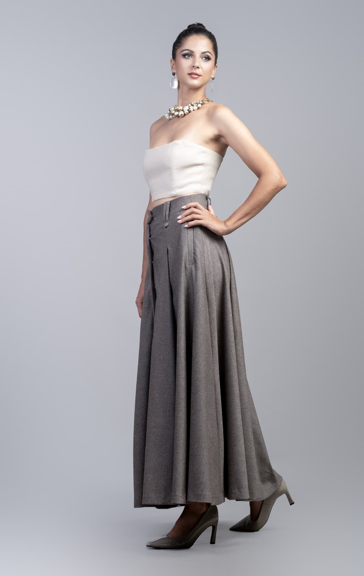 SILVER SERENITY 100% WOOL SKIRT