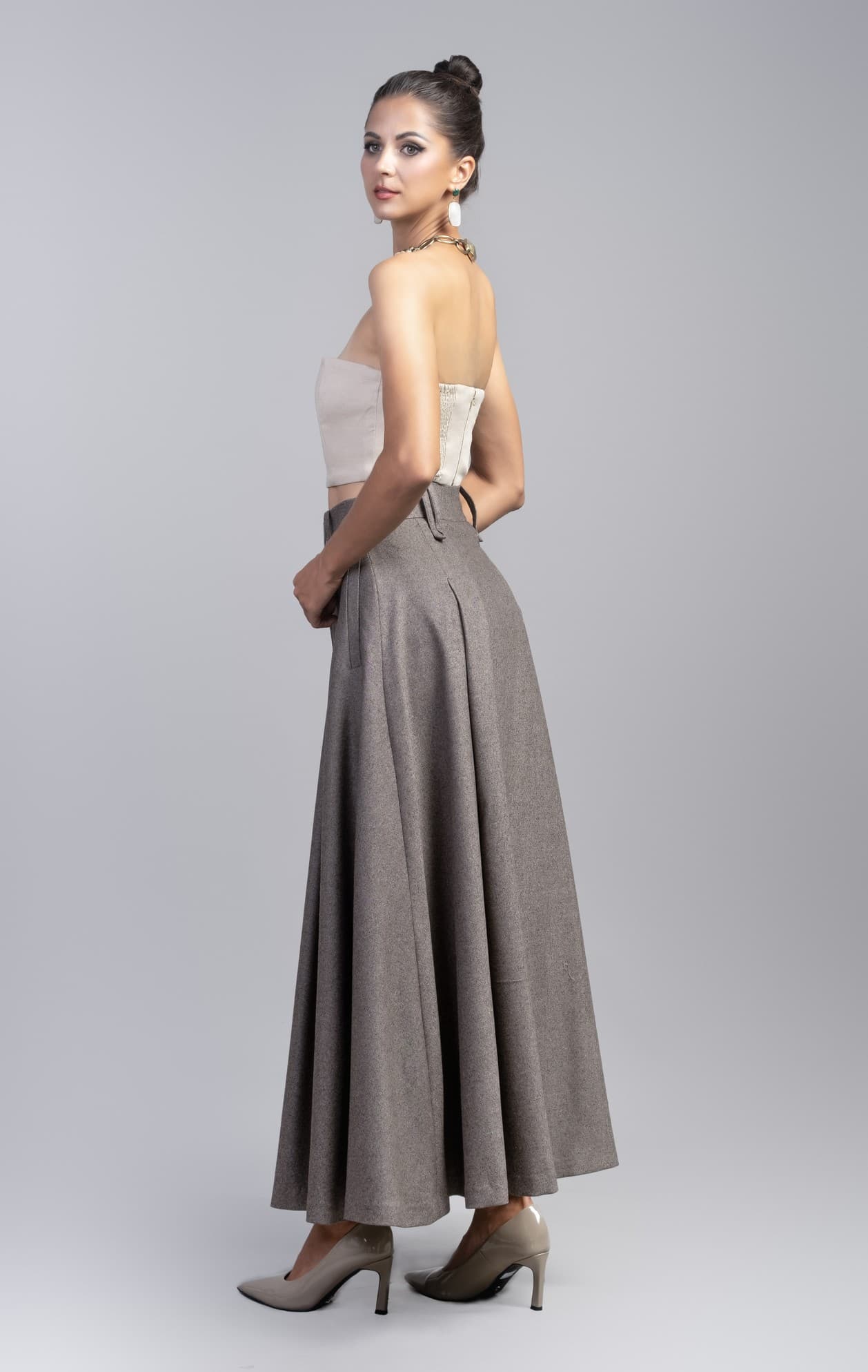 SILVER SERENITY 100% WOOL SKIRT