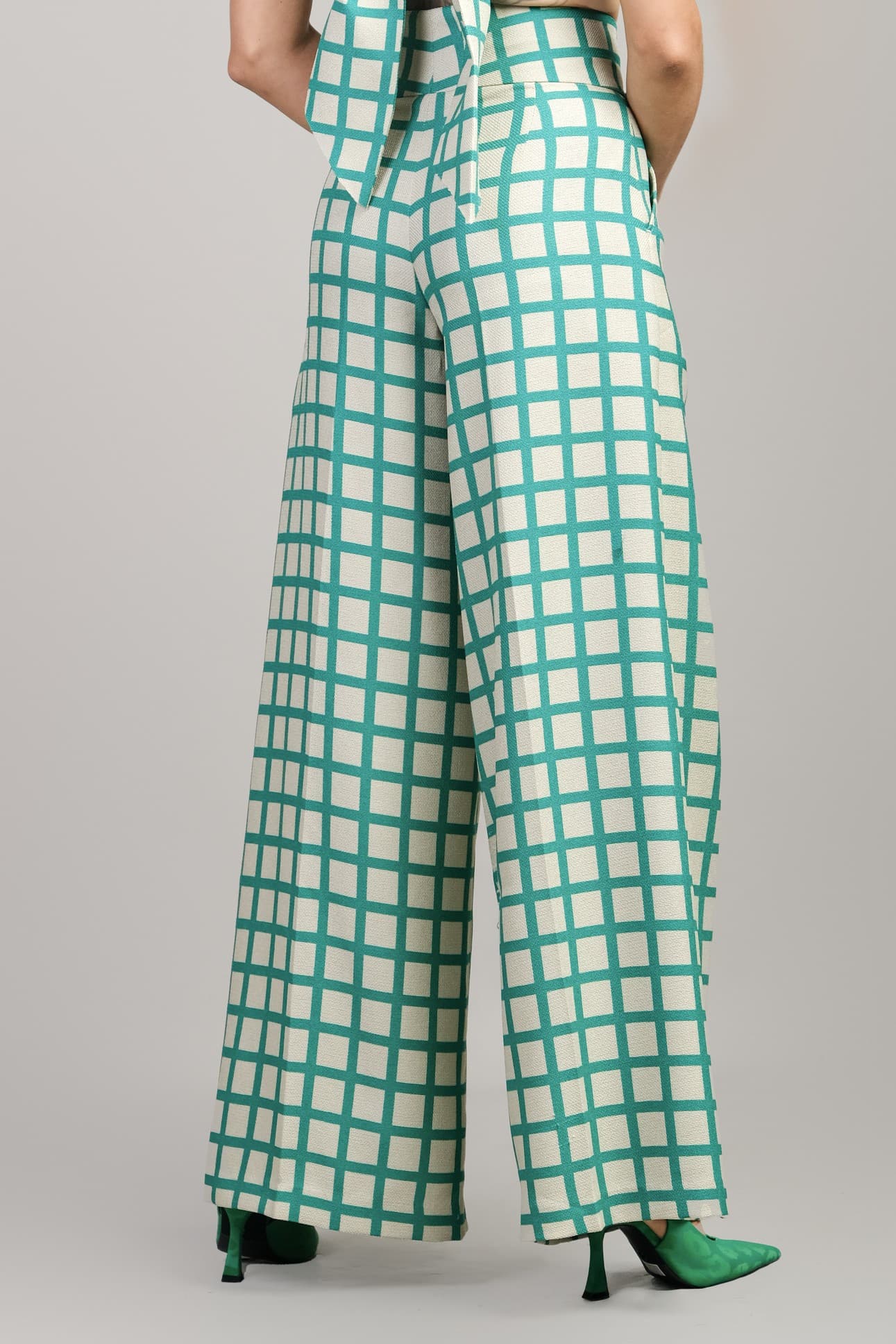 RETRO GRID WIDE-LEG TROUSERS