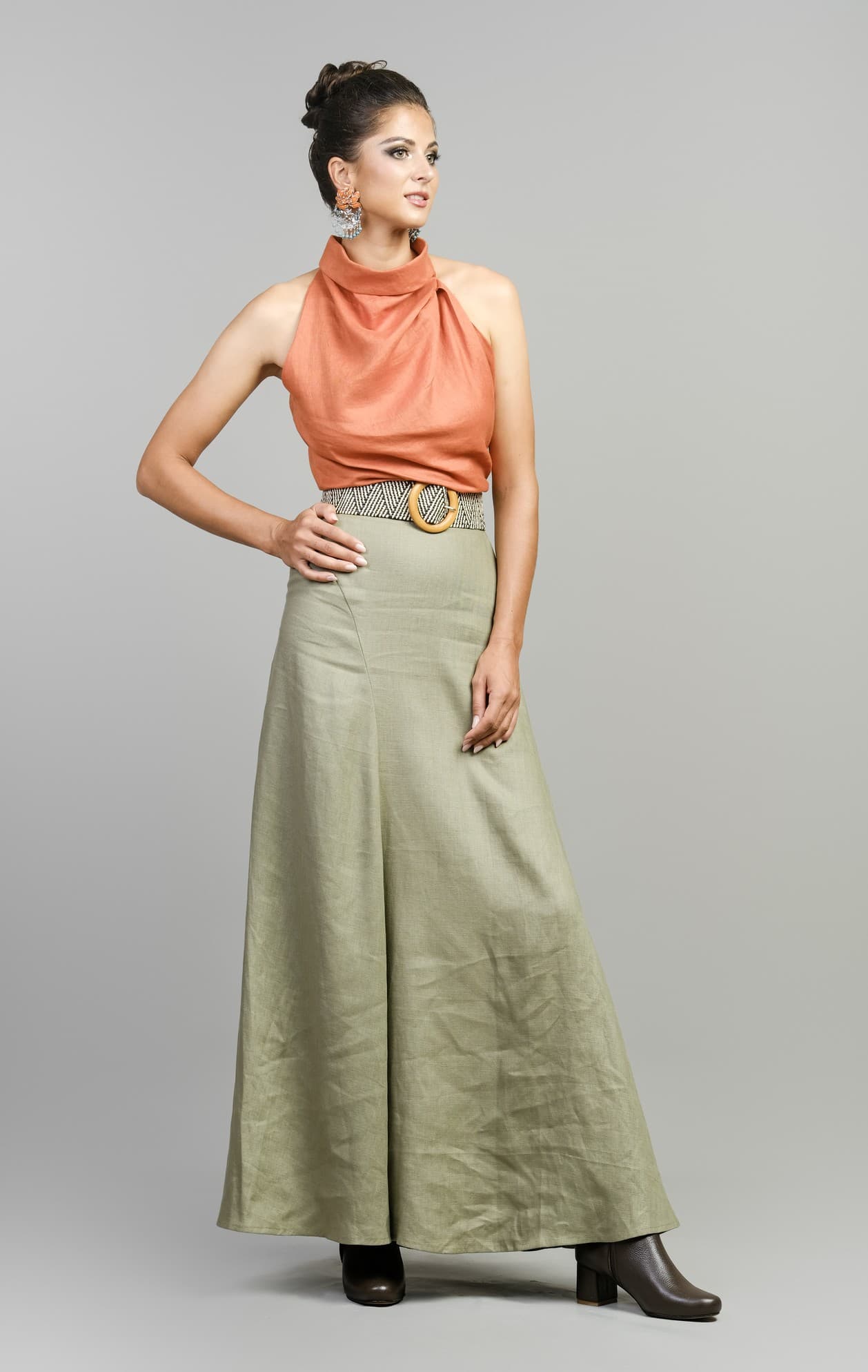 TERRA COTTA 100% LINEN SKIRT