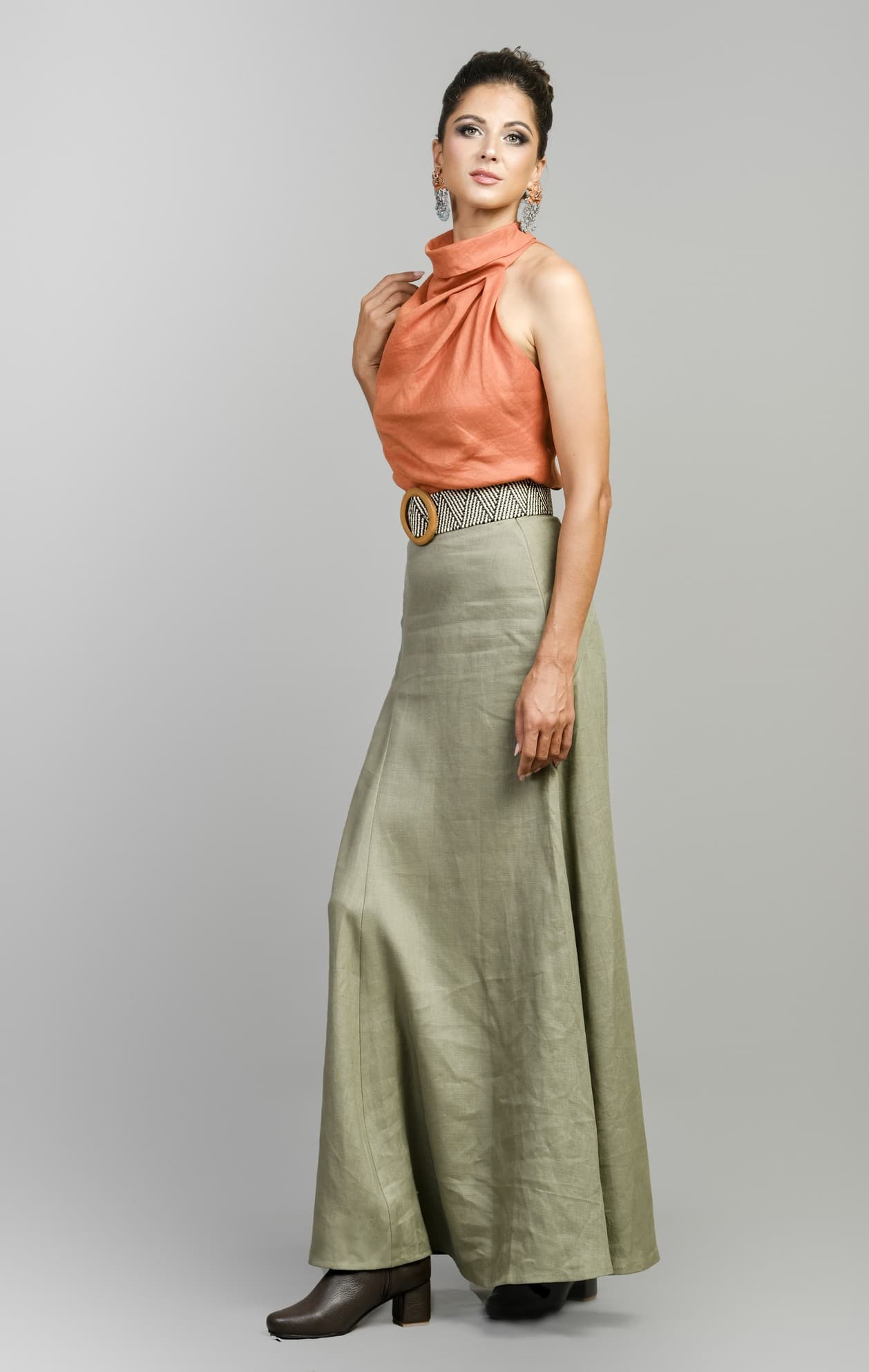 TERRA COTTA 100% LINEN SKIRT