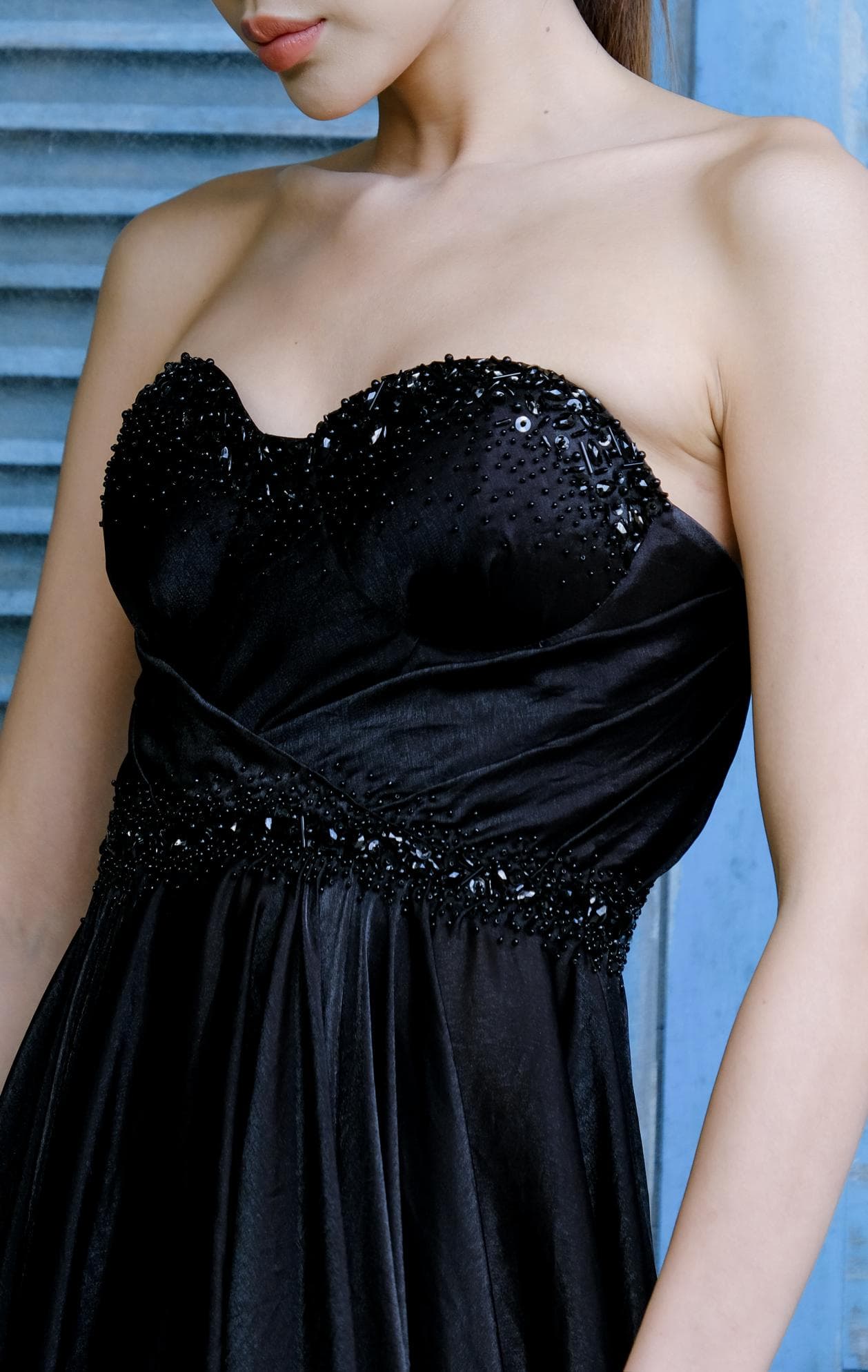 BLACK SWAN BUSTIER MAXI DRESS