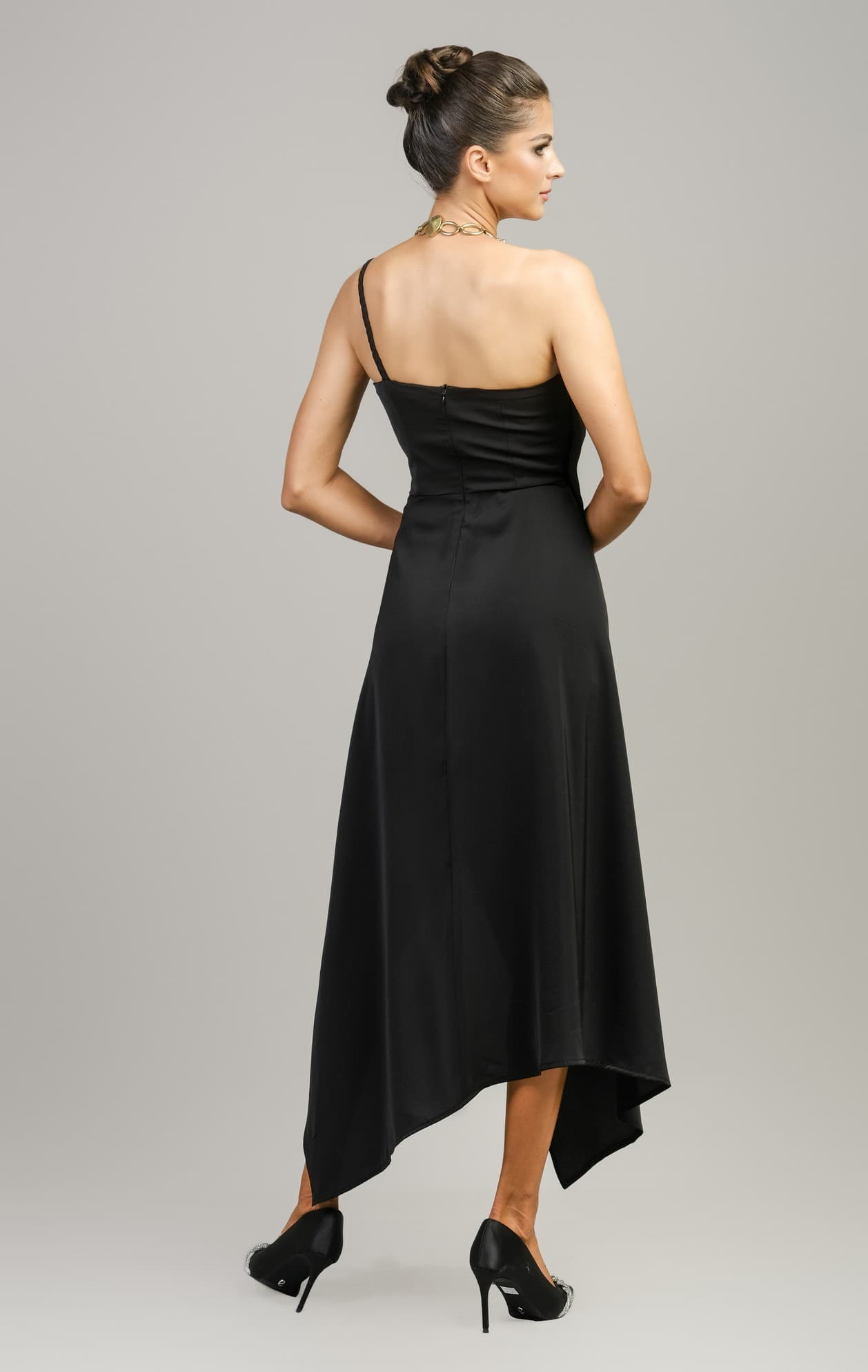 CHARM SILK BLACK DRESS