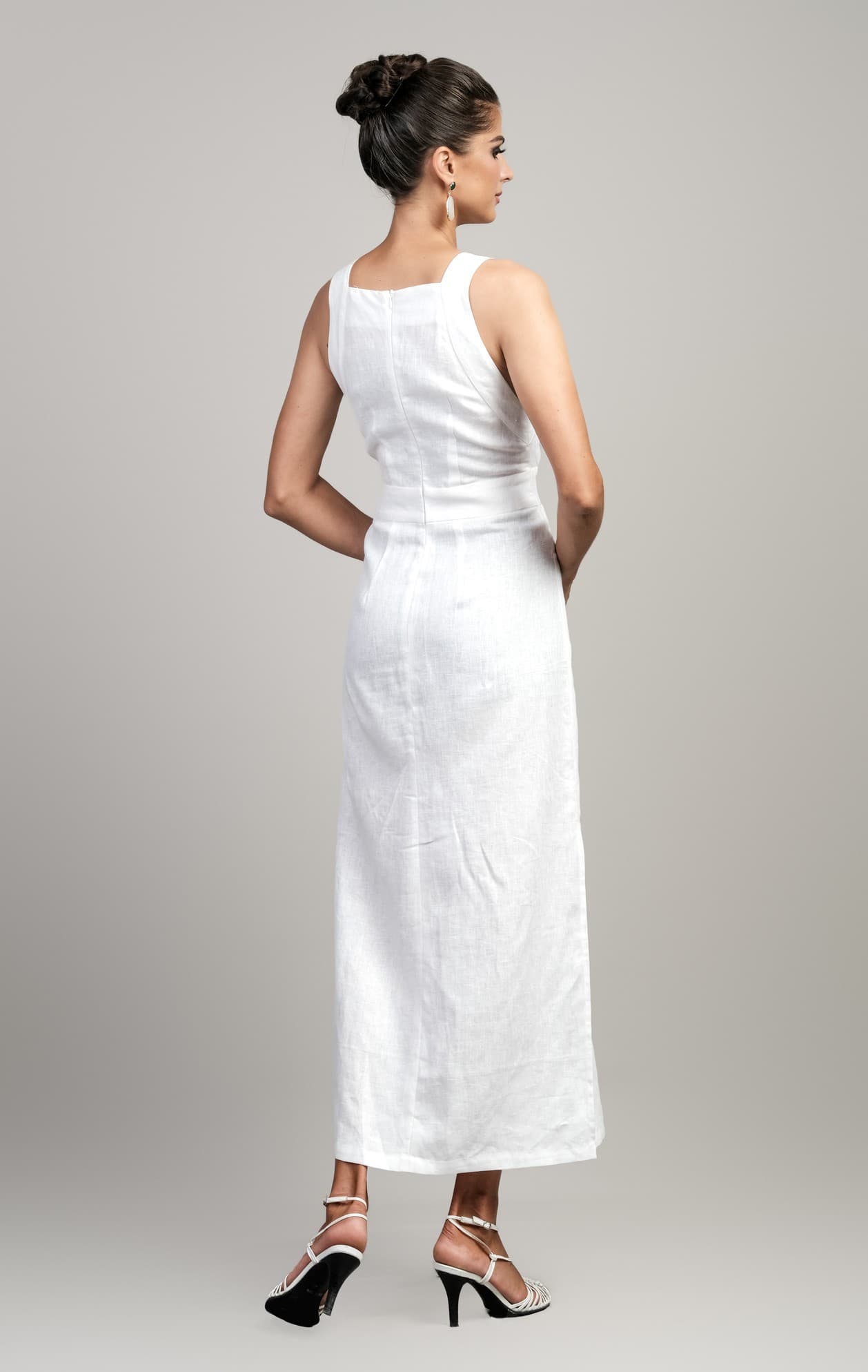 PURITY LINEN DRESS WITH EMBROIDERIES