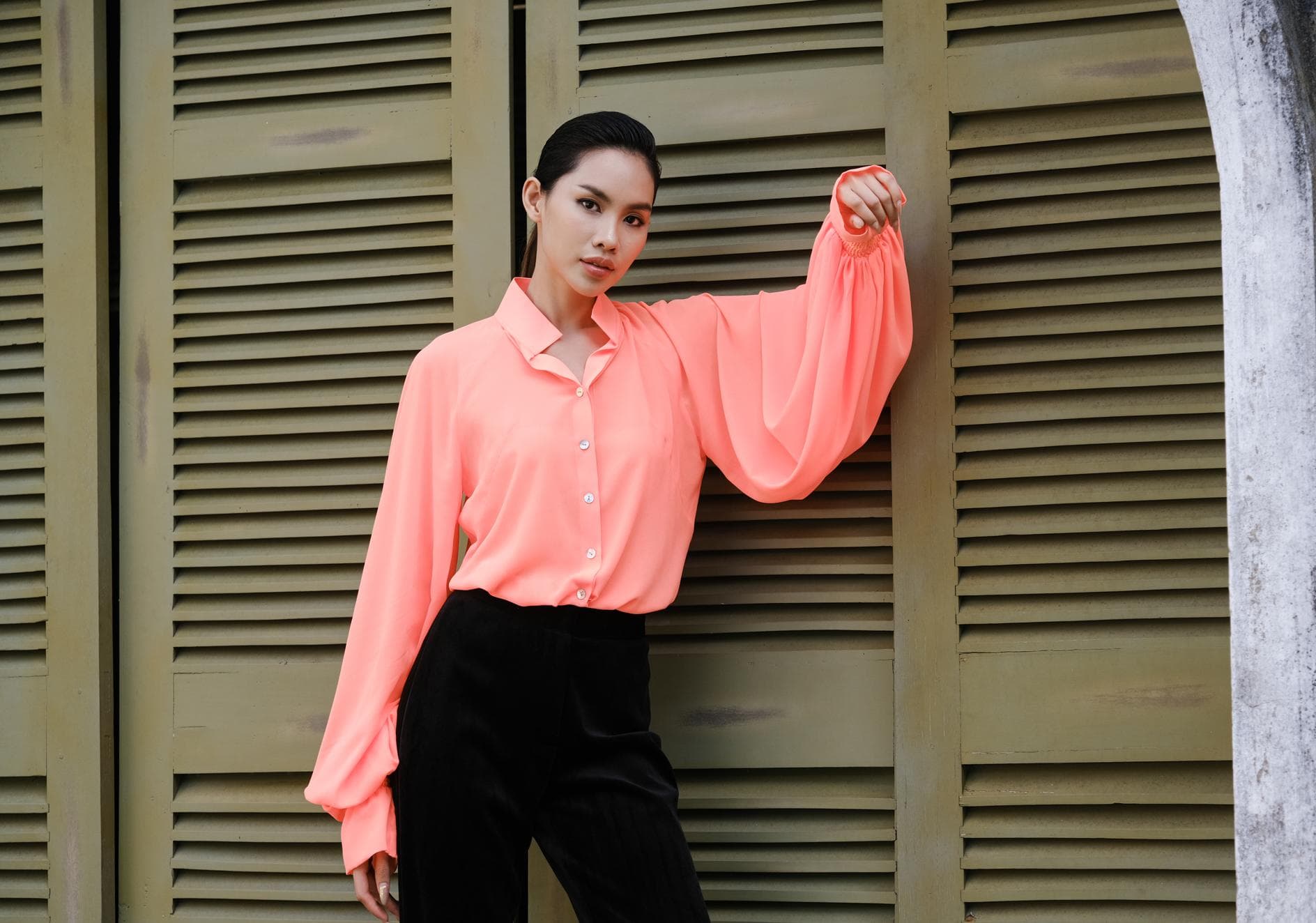 PEACHY PUFF SLEEVE CHIFFON SHIRT