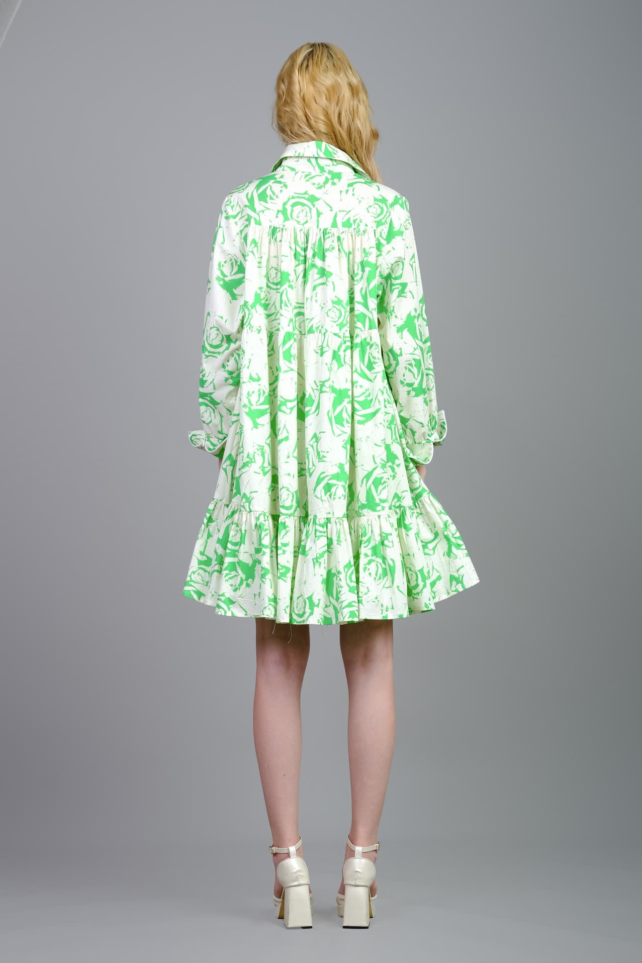 ĐẦM SƠ MI COTTON HOA HỒNG XANH NỔI BẬT