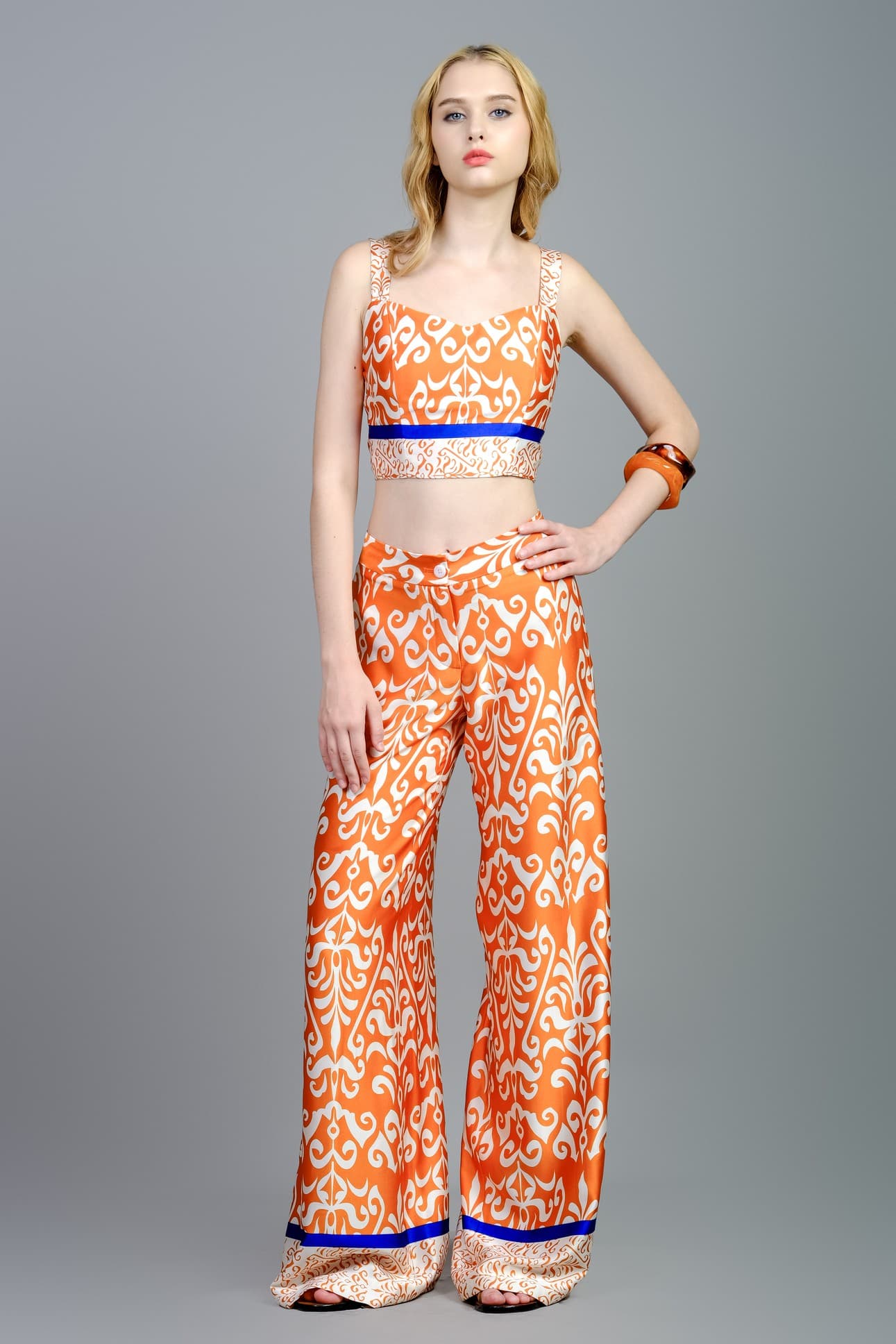 ORANGE HIPPIE SATIN SILK CROP TOP 