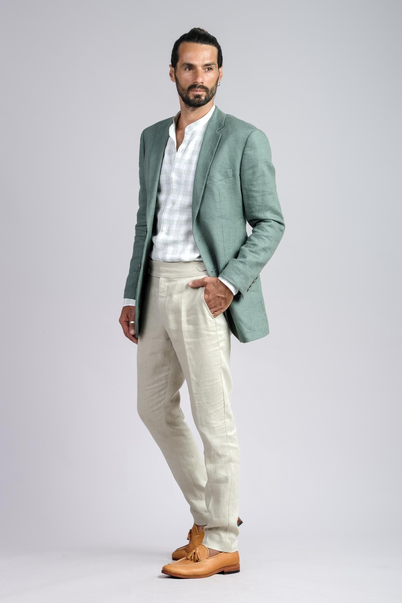 VERDANT ELEGANCE LINEN 2-PIECE SUIT