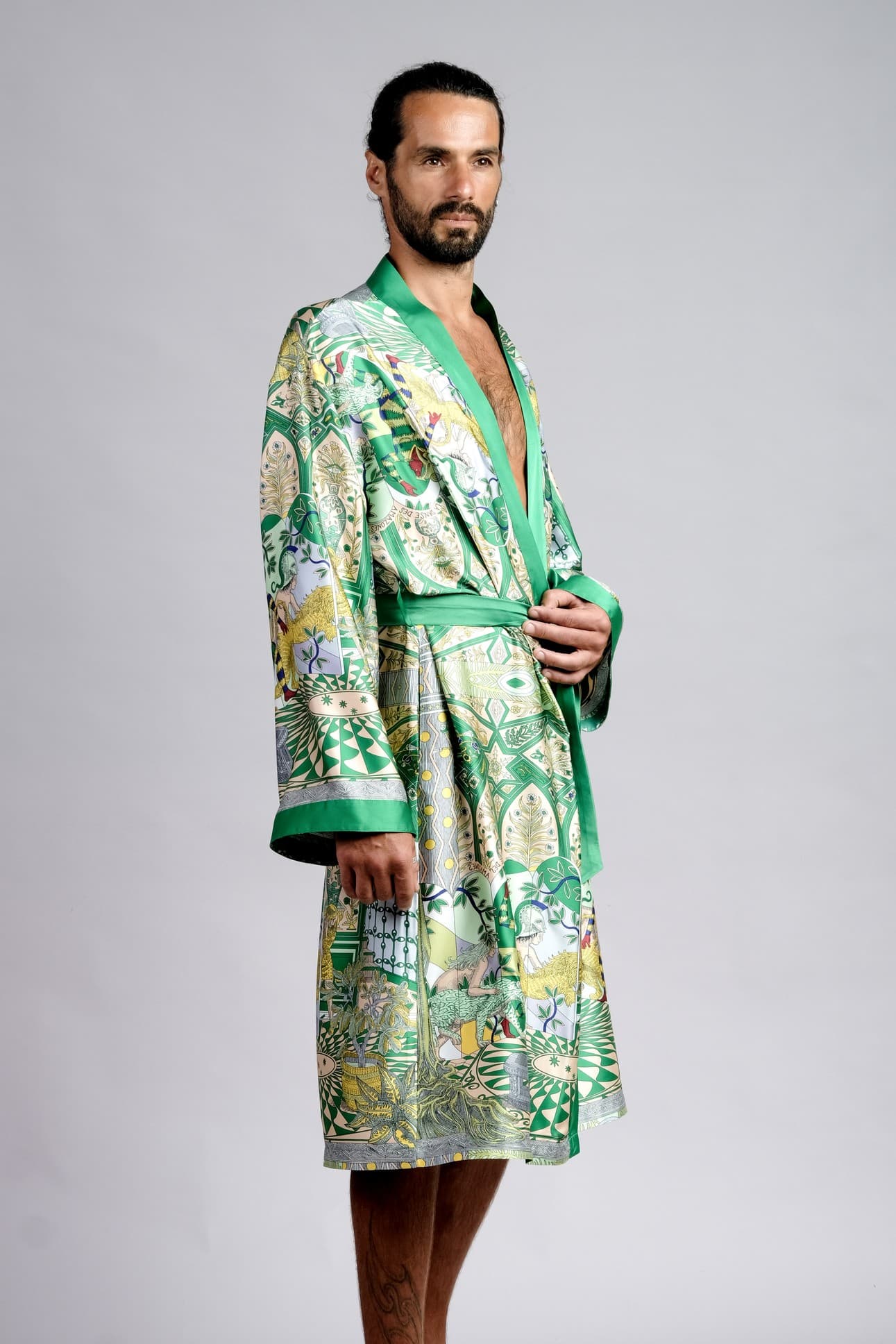 KIMONO VẢI LỤA PHA HỌA TIẾT SANG TRỌNG