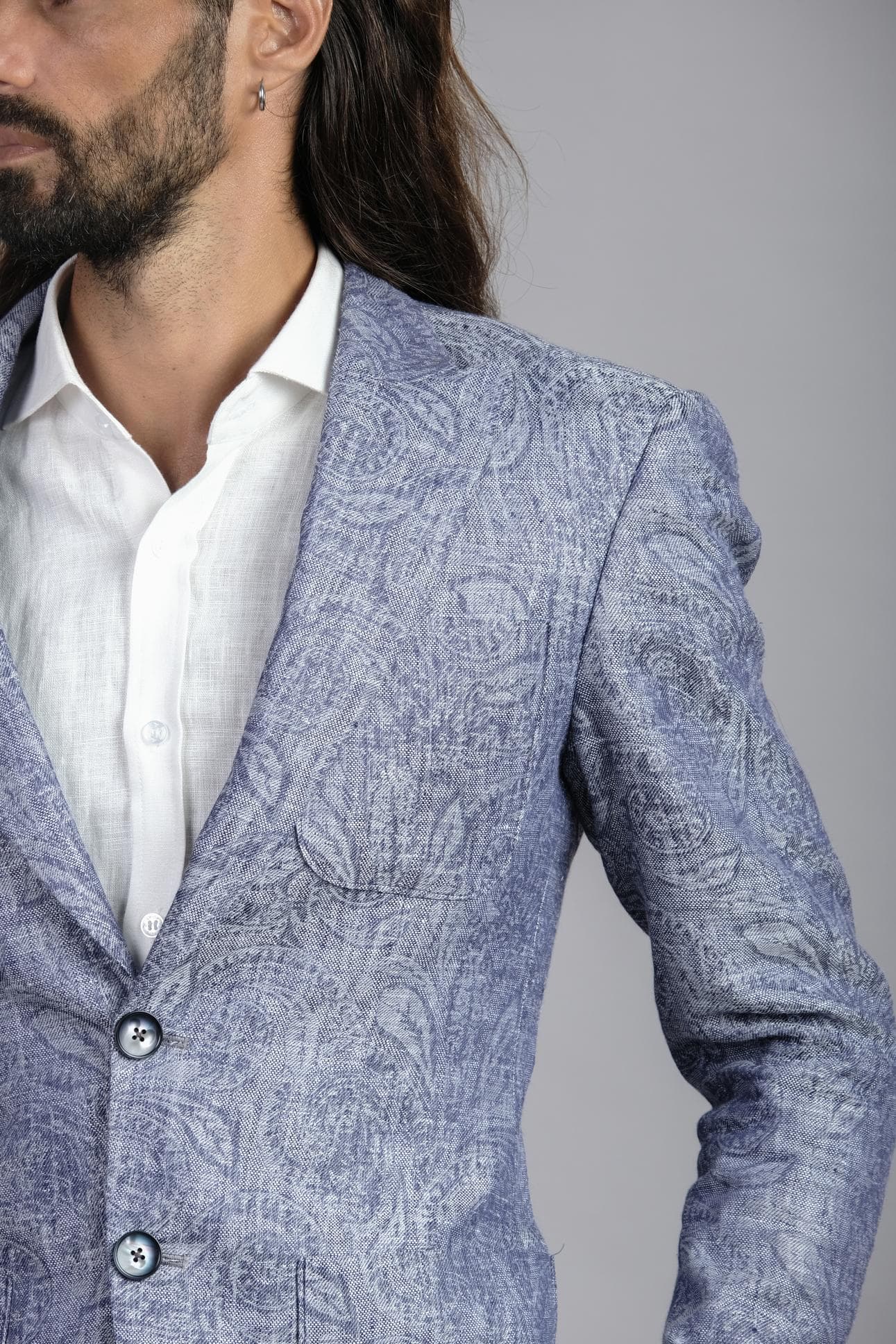 BLUE FLORAL LINEN JACKET