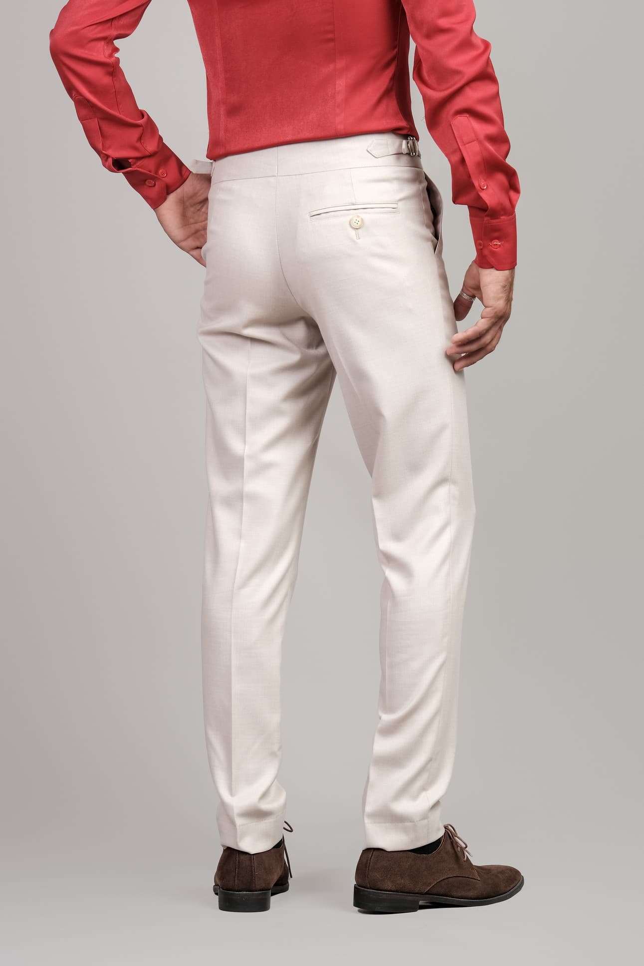 BEIGE WOOL BLEND TROUSERS