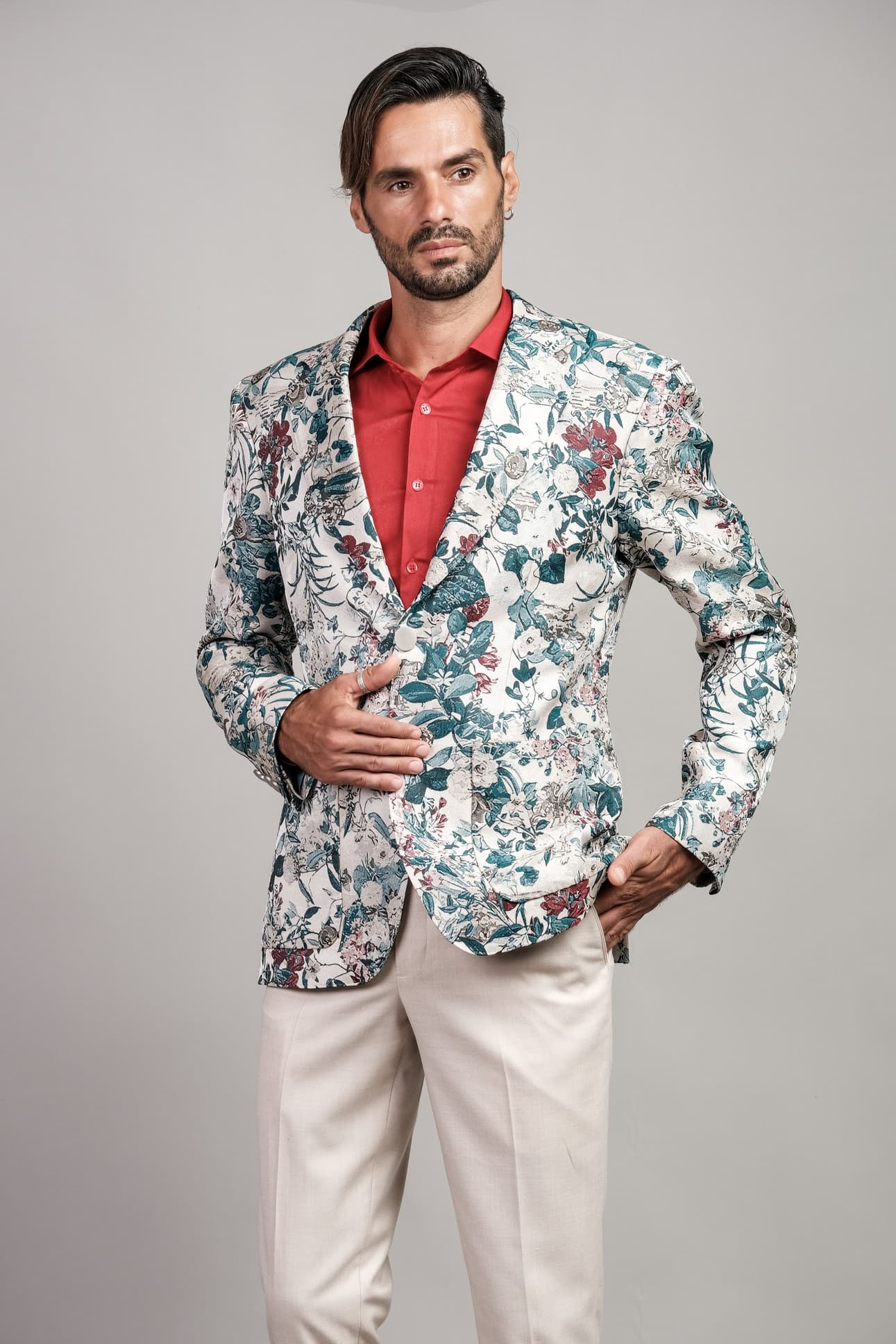JACKET GẤM HOA VĂN VÀ QUẦN SLIM_FIT