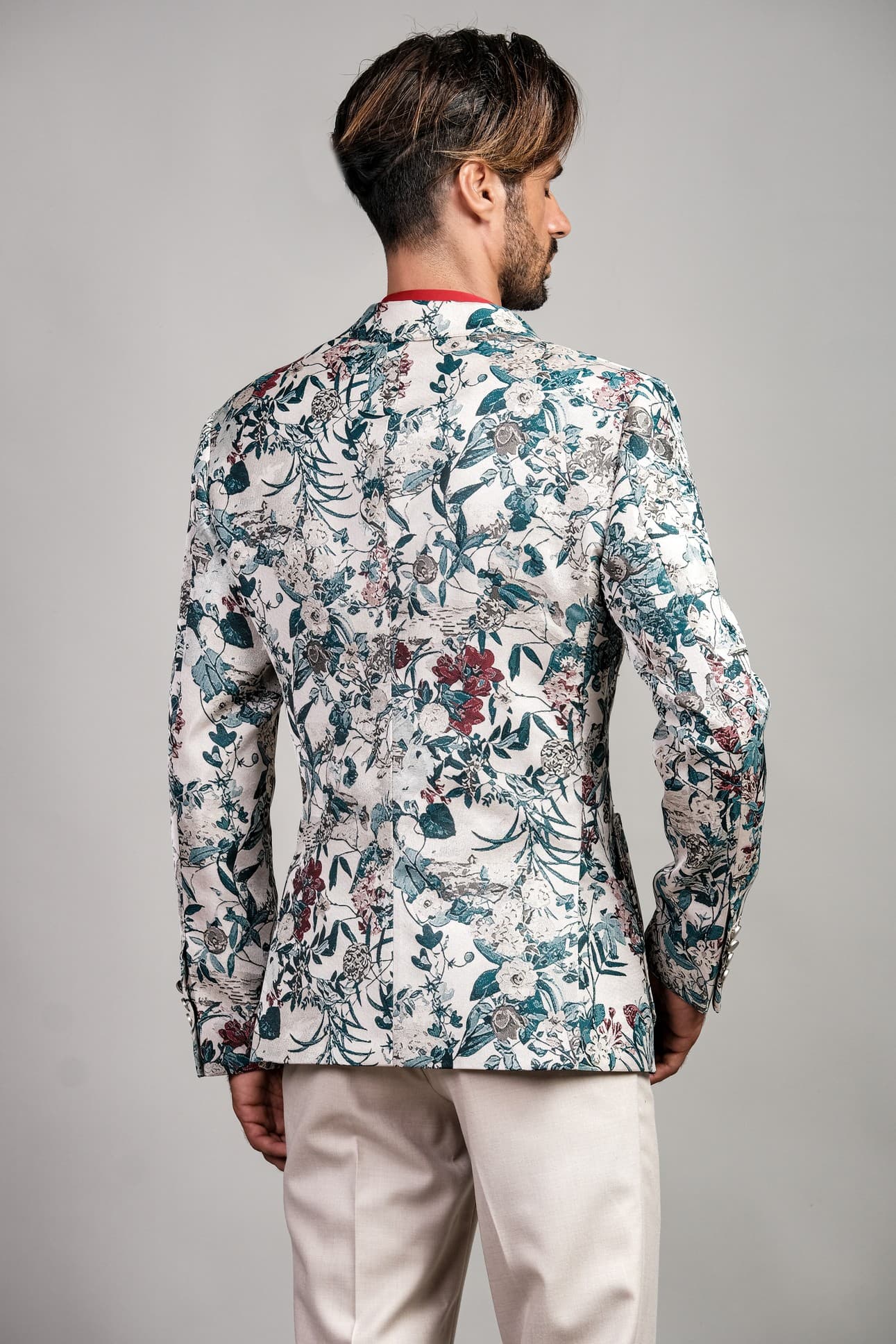 JACKET GẤM HOA VĂN VÀ QUẦN SLIM_FIT