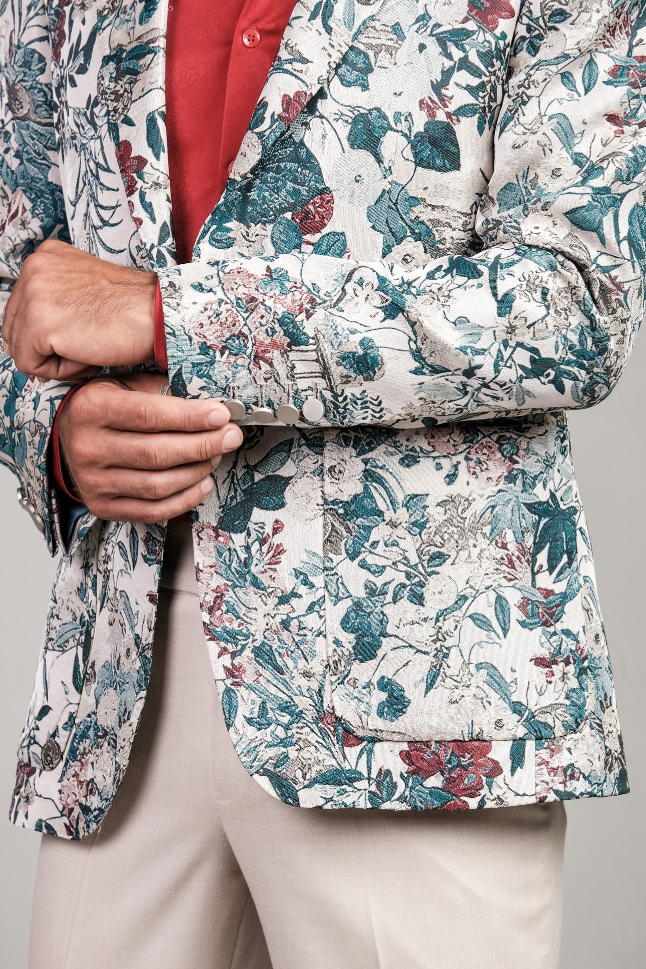 JACKET GẤM HOA VĂN VÀ QUẦN SLIM_FIT