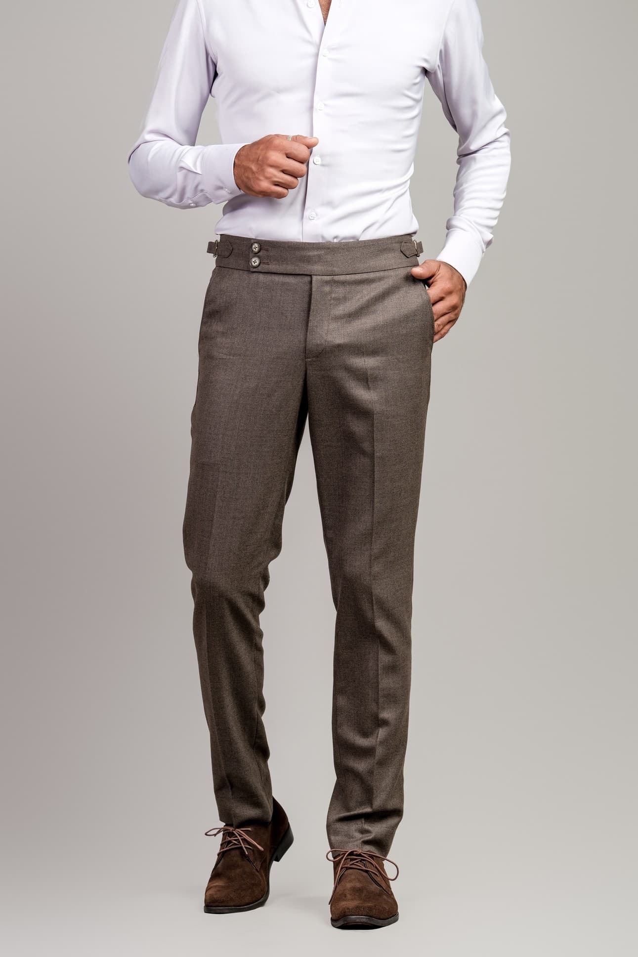 TOSCANA BROWN WOOL BLEND TROUSERS