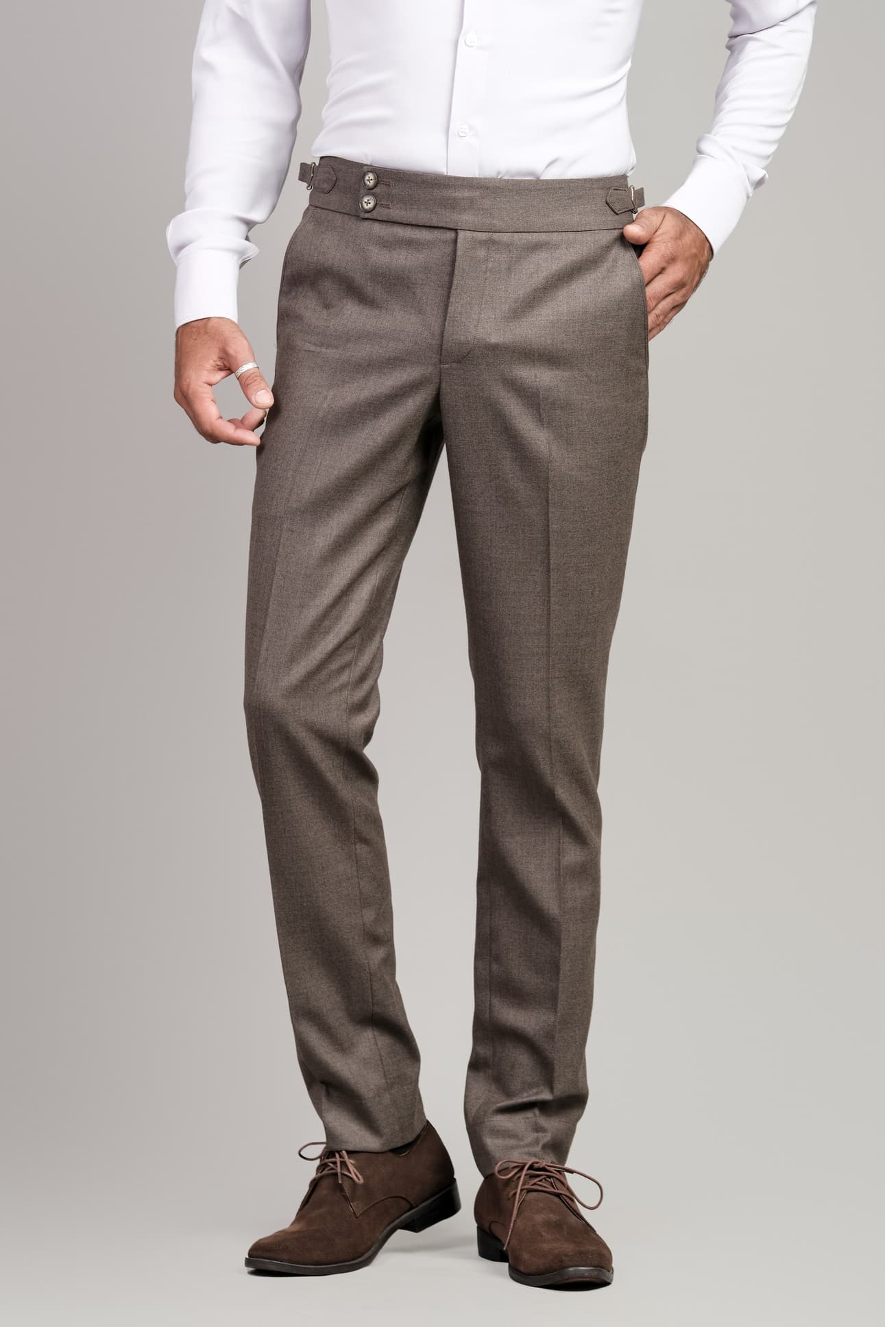 TOSCANA BROWN WOOL BLEND TROUSERS