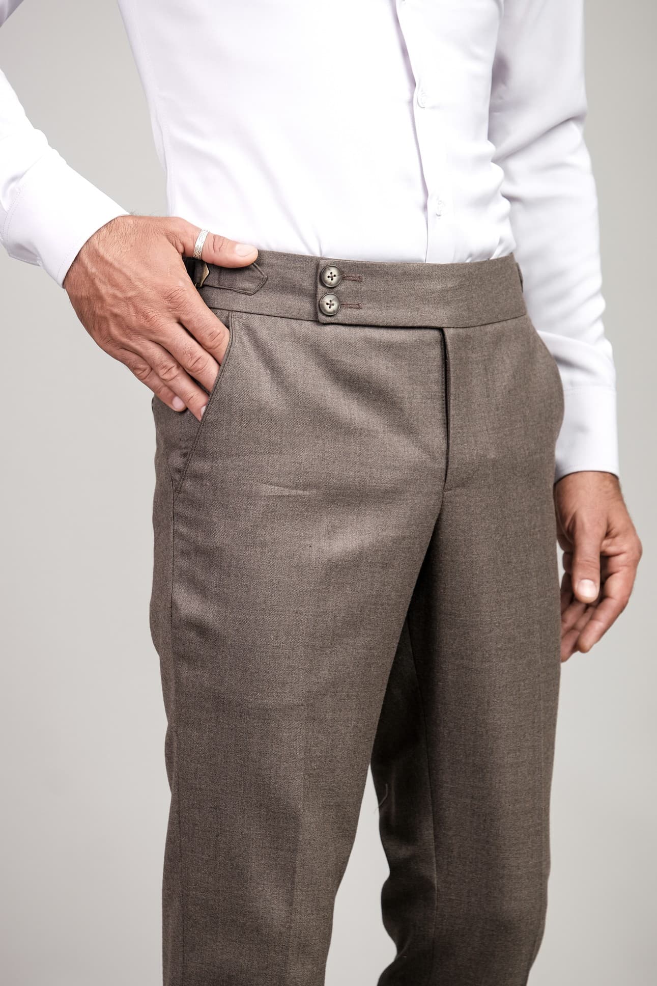 TOSCANA BROWN WOOL BLEND TROUSERS