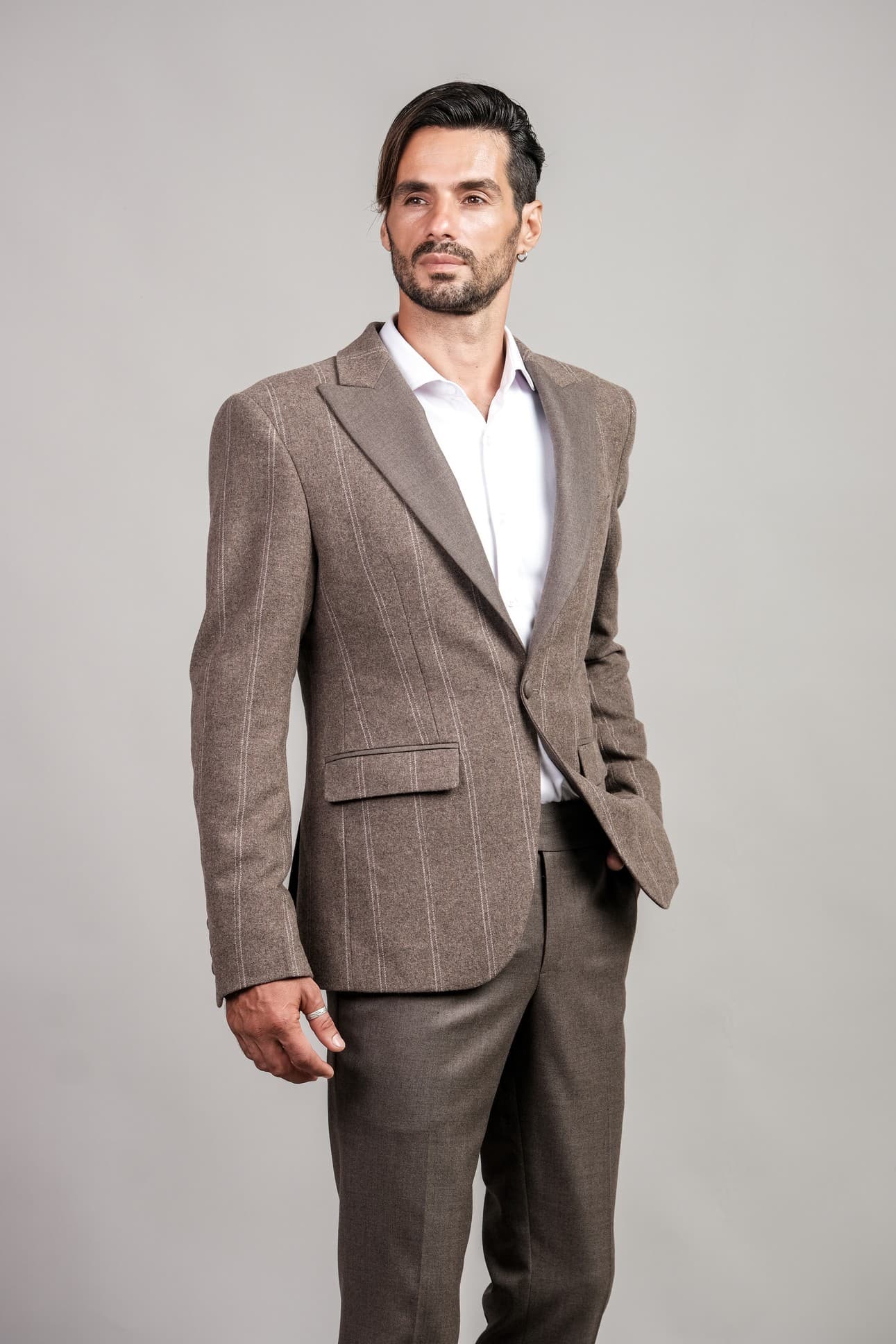 BỘ SUIT LEN Ý PHA PHỐI SỌC